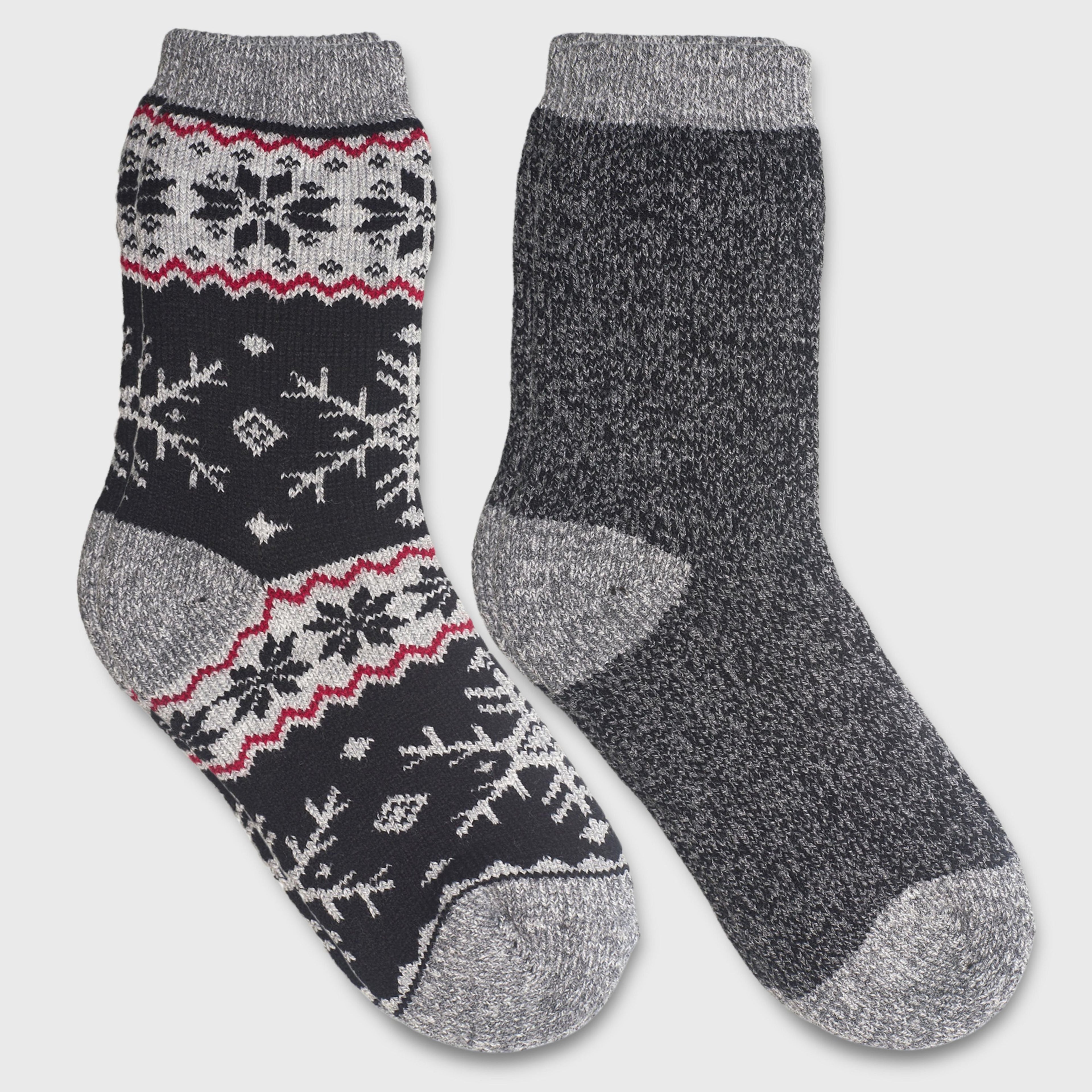 Canada Weather Gear 2-Pack Fleece Lined Thermal Crew Socks - Cozy Winter Socks for with Brushed Interior - Size 4-10