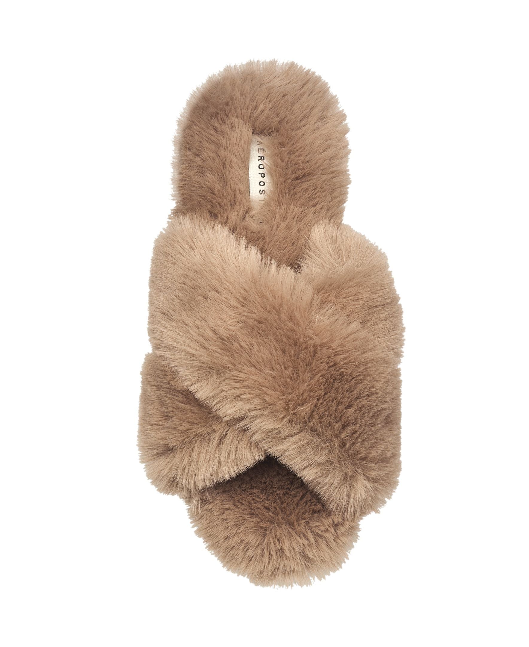 Aeropostale Women's Fuzzy Criss Cross House Slippers with Cushioned Comfort in Black