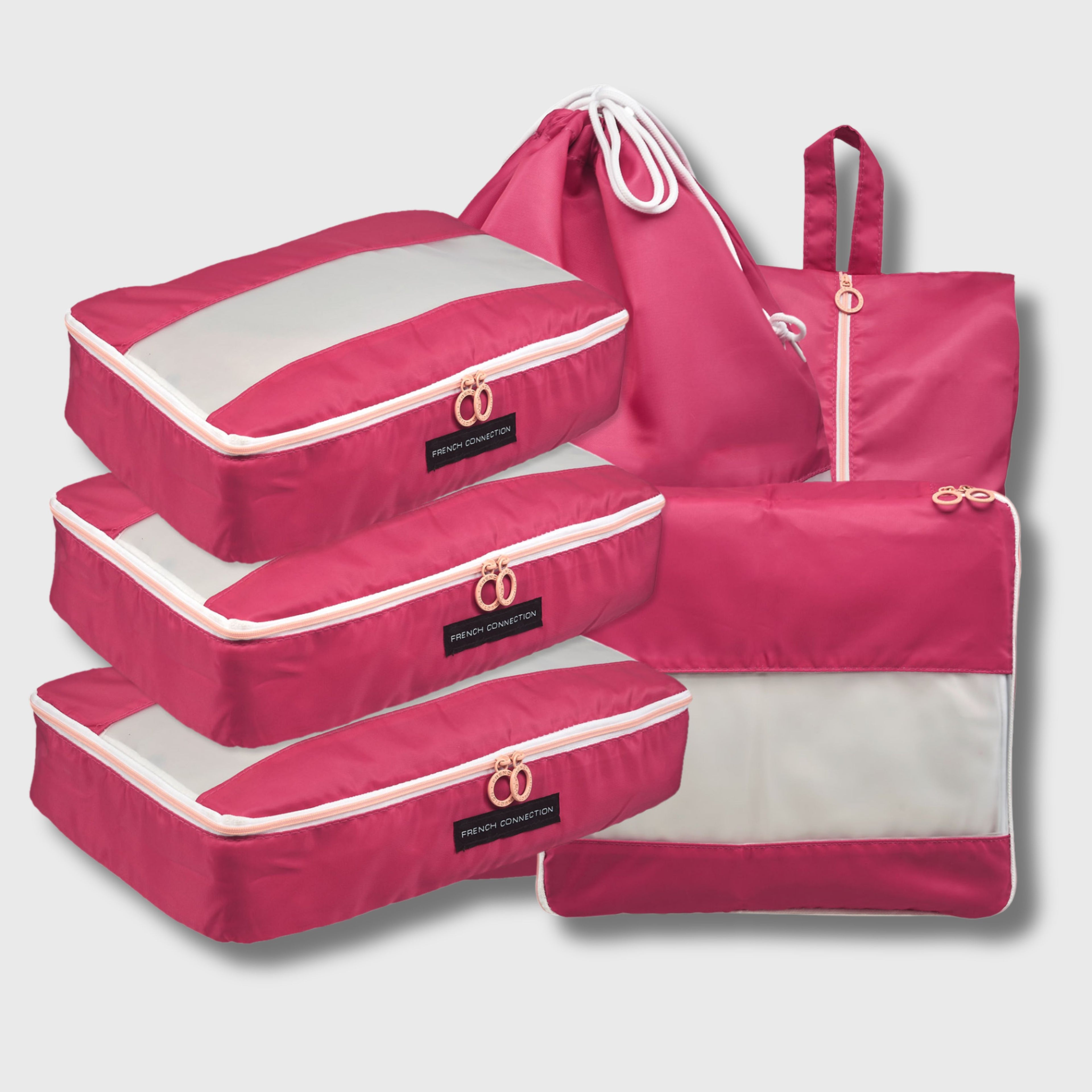 French Connection 6pc Packing Cube Set - Travel Storage Set for Luggage