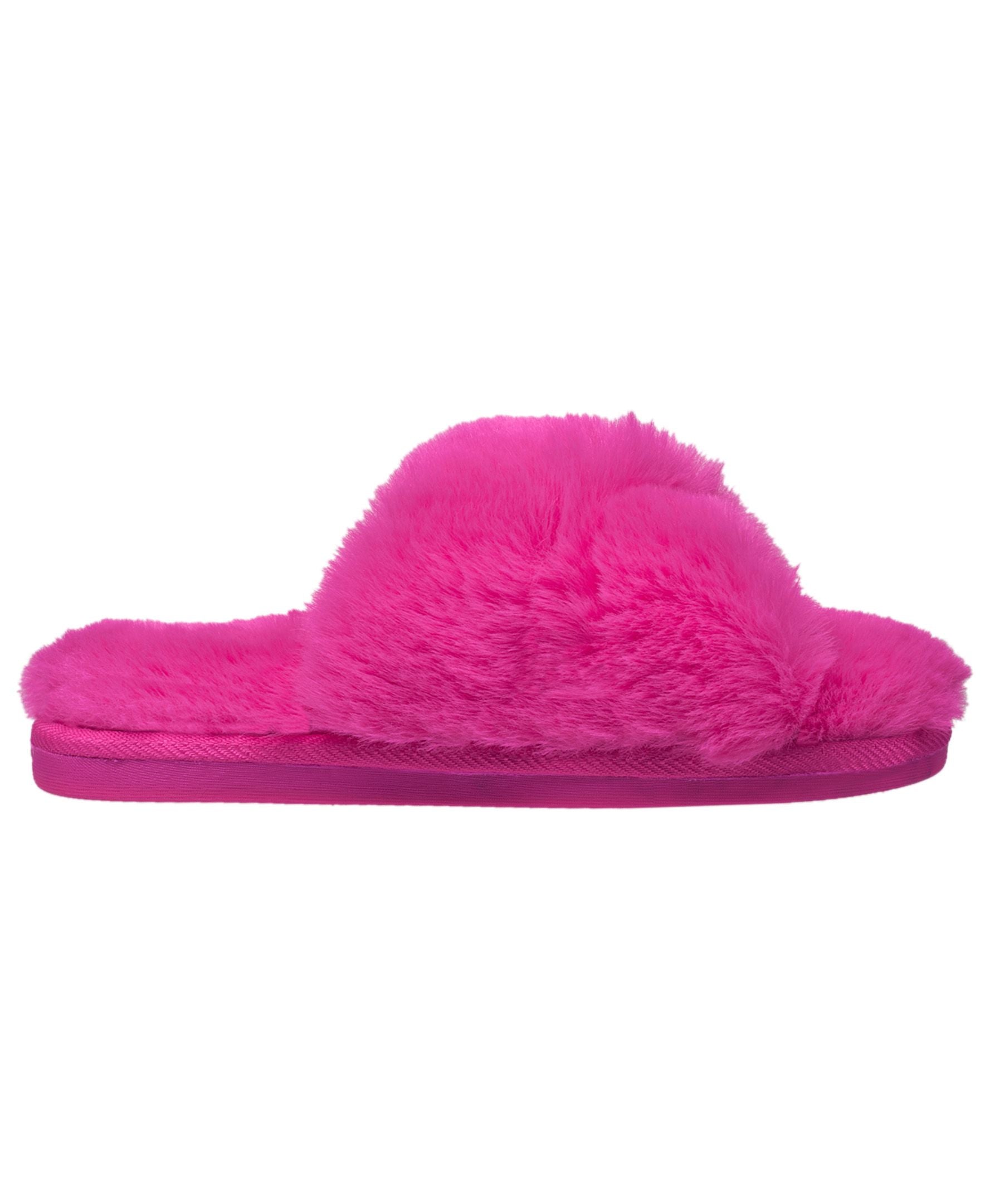 Aeropostale Women's Fuzzy Criss Cross House Slippers with Cushioned Comfort in Black