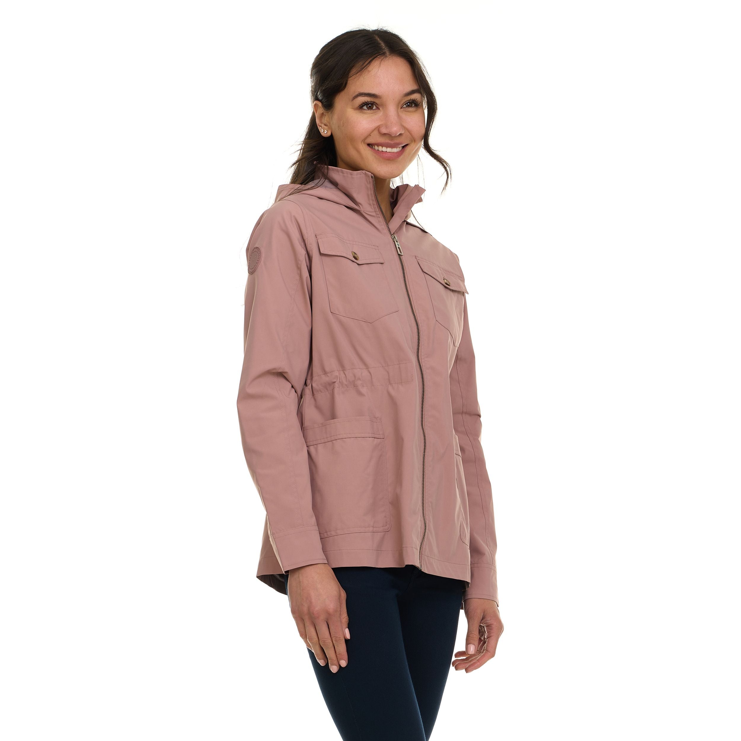 Canada Weather Gear Women's Safari Rain Jacket – Lightweight Water-Resistant Utility Jacket with Hood
