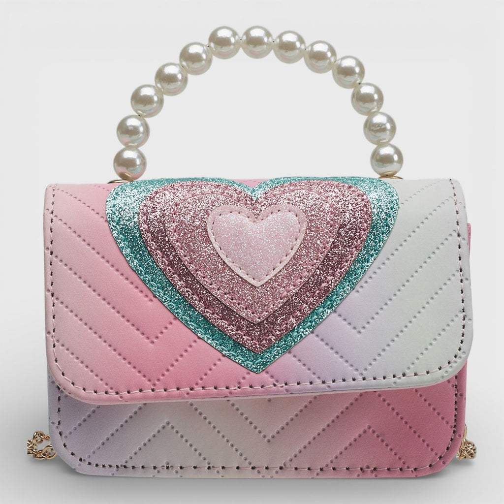Willow & Ruby Girls' Mini Crossbody Handbag - Groovy Heart Bag- Pink