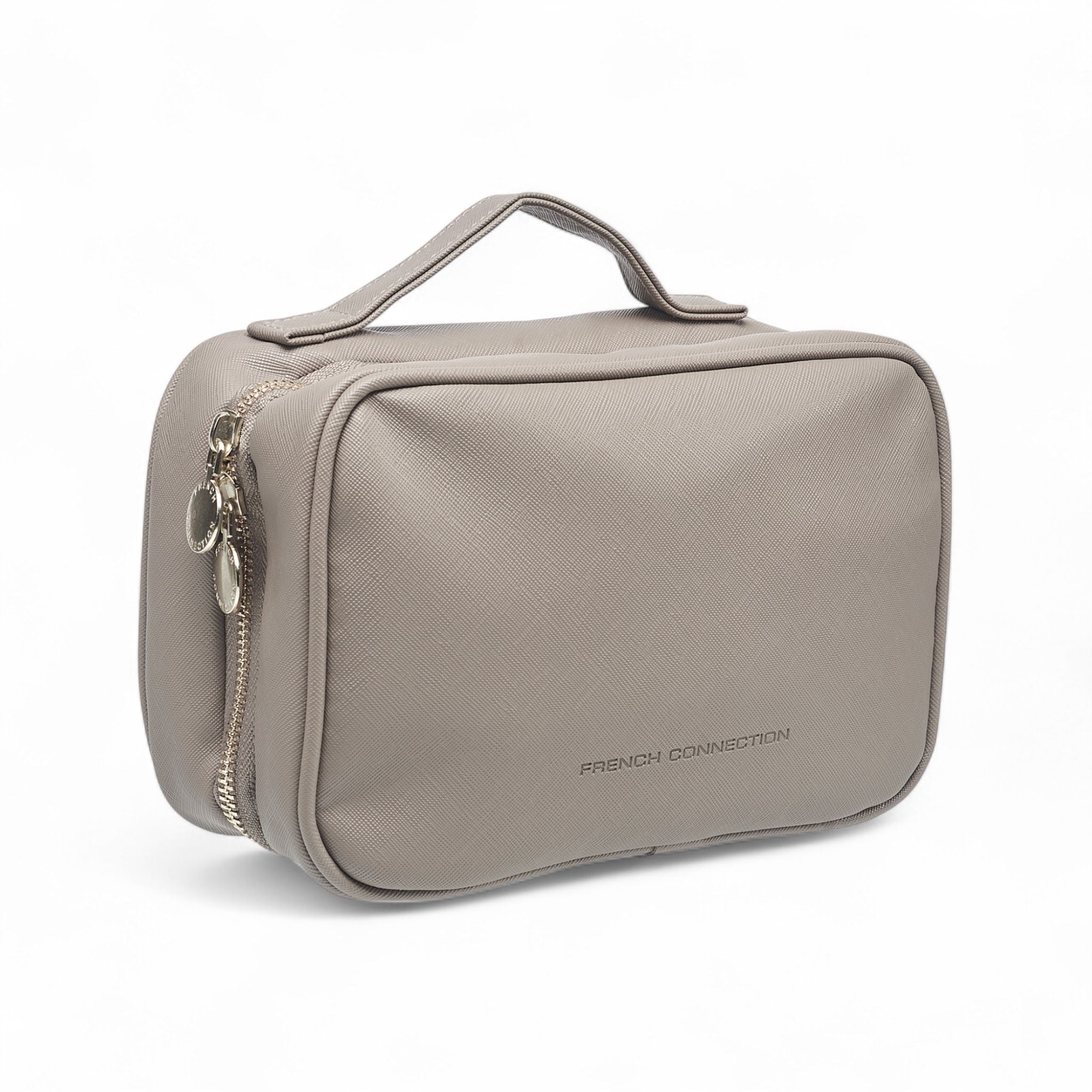 French Connection Travel Organizer Pouch – Luxe Double-Zip Toiletry & Tech Case with Handle