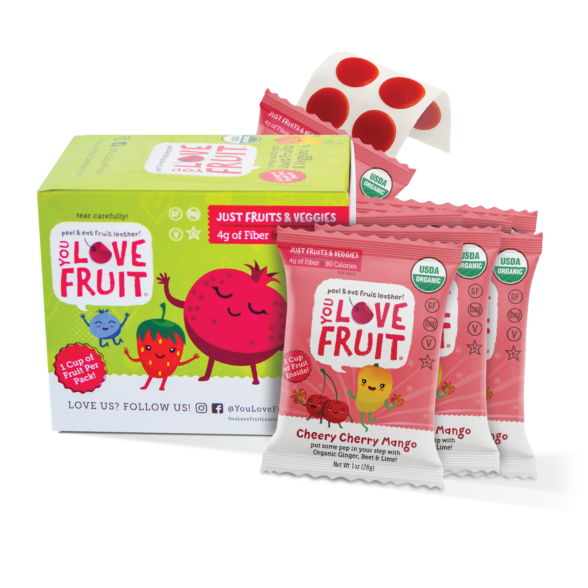 YOU LOVE FRUIT Organic Fruit Snacks — 1 oz Pouches, Pack of 12