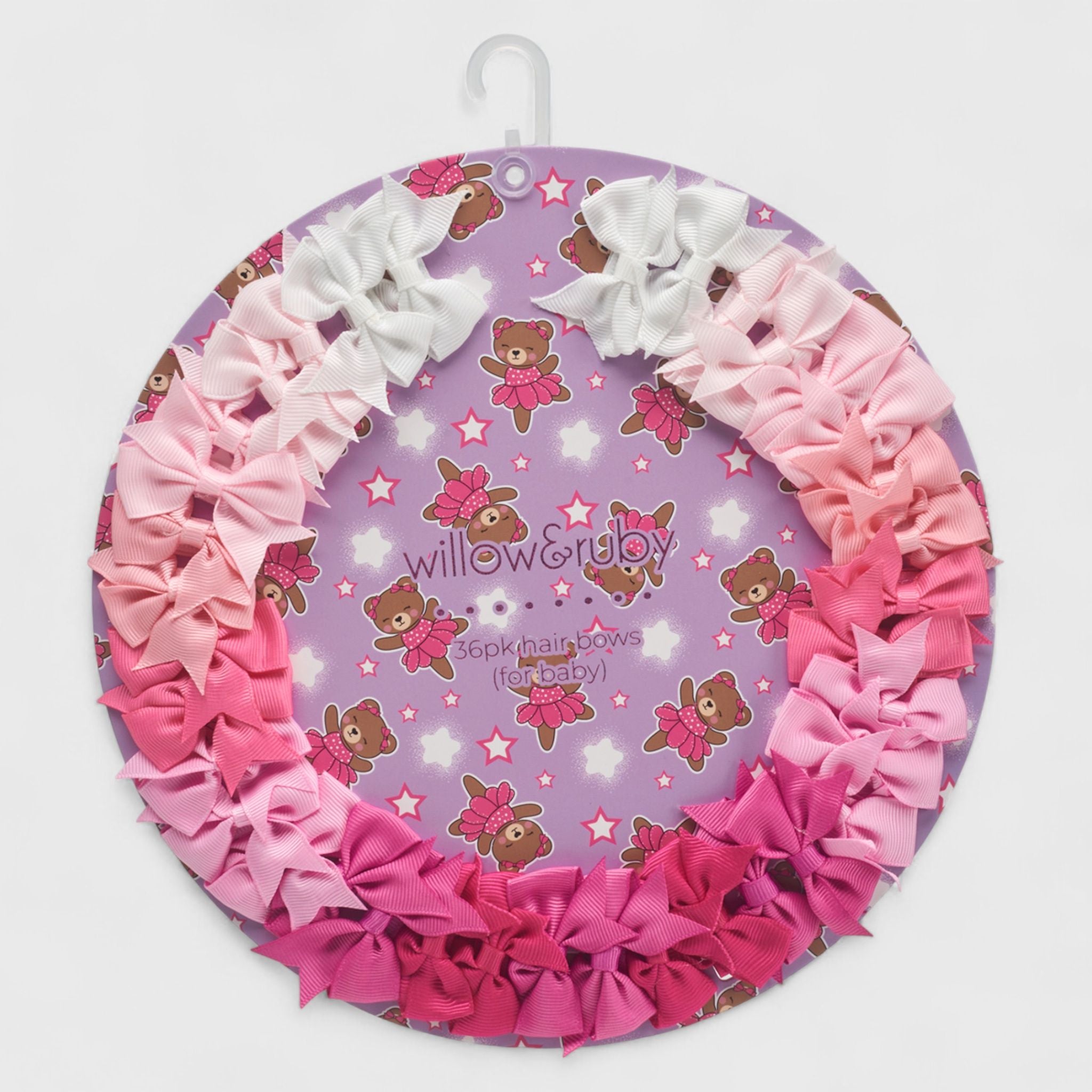 Willow & Ruby  Baby Hair Bows 36-Pack Ribbon Hair Clips for Newborns & Infants (0-12 Months)- Assorted Colors, Non-Slip Alligator Clips, 36pcs