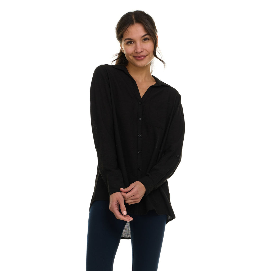 Super Triple Goose Women’s Linen Long Sleeve Button-Down Shirt – Lightweight Casual Collared Top with Pocket