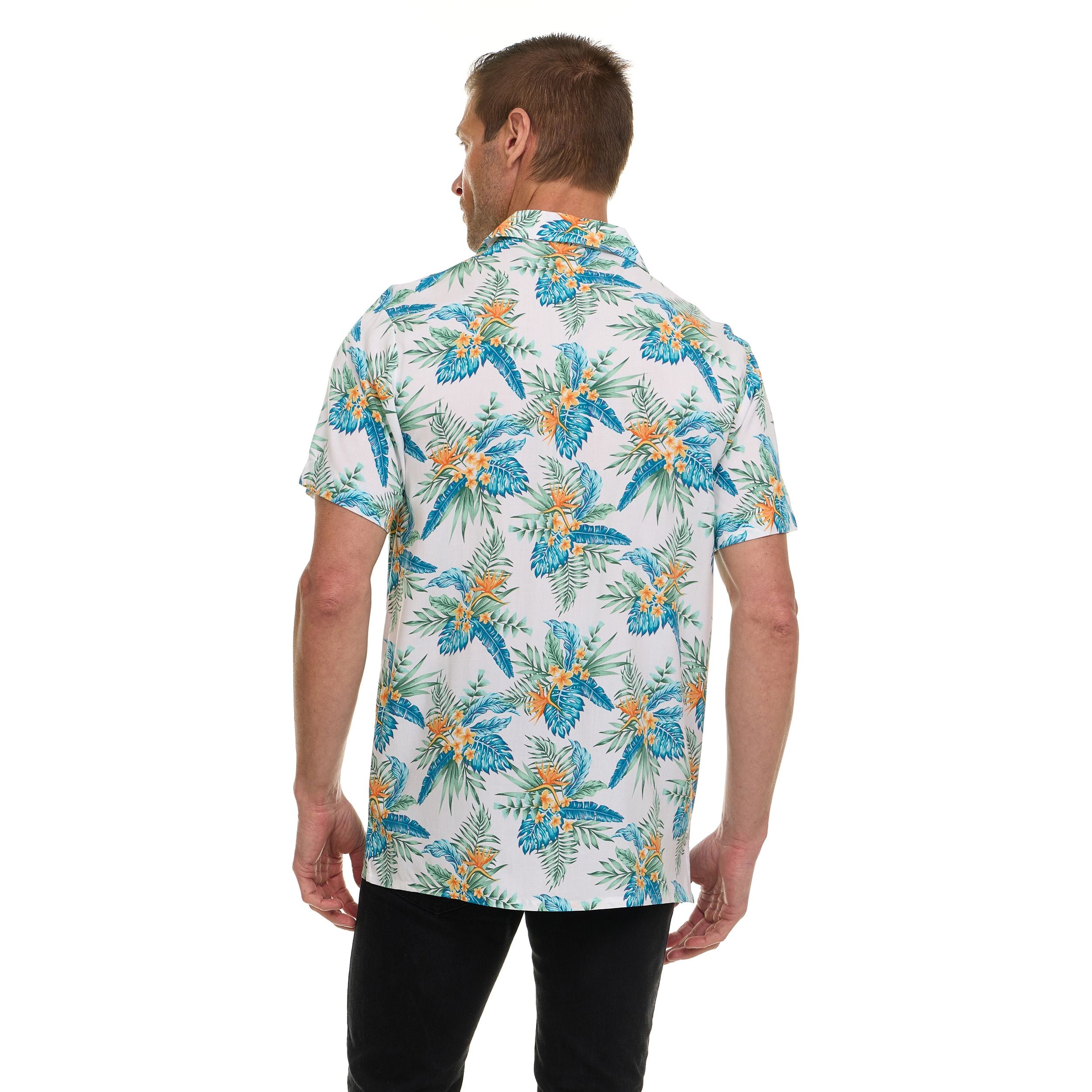 Super Triple Goose Men’s Short Sleeve Button Down Aloha Shirt – Soft Feel, Moisture Wicking, Easy Care