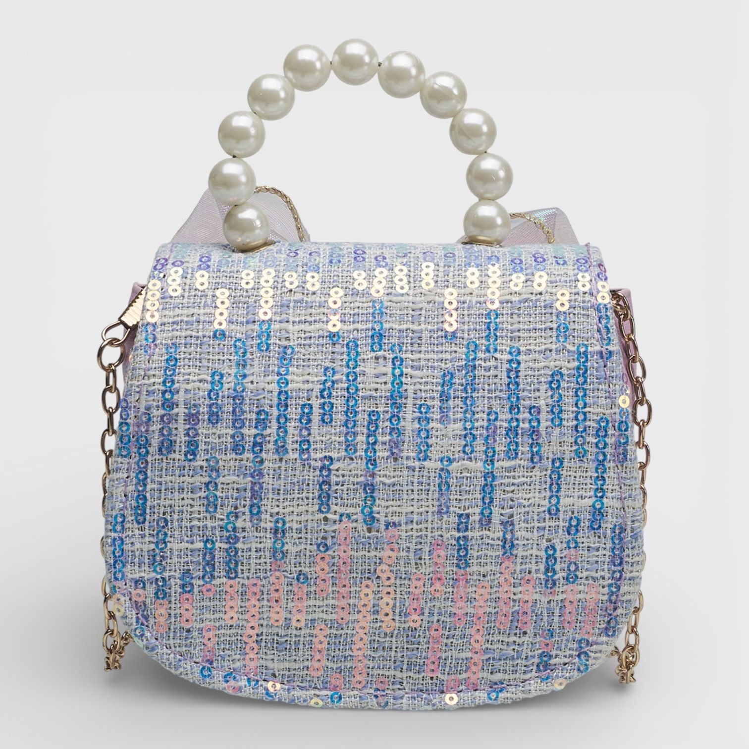 Willow & Ruby Girls' Iridescent Bow Sequin Top Handle Crossbody Bag - Purple/Blue