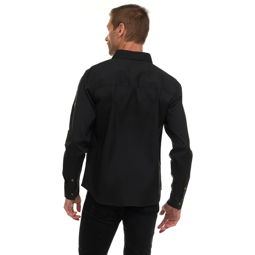 Canada Weather Gear Men’s Long Sleeve Ripstop Shirt – Roll-Up Sleeves, Dual Chest Pockets, Outdoor Lightweight Button-Down