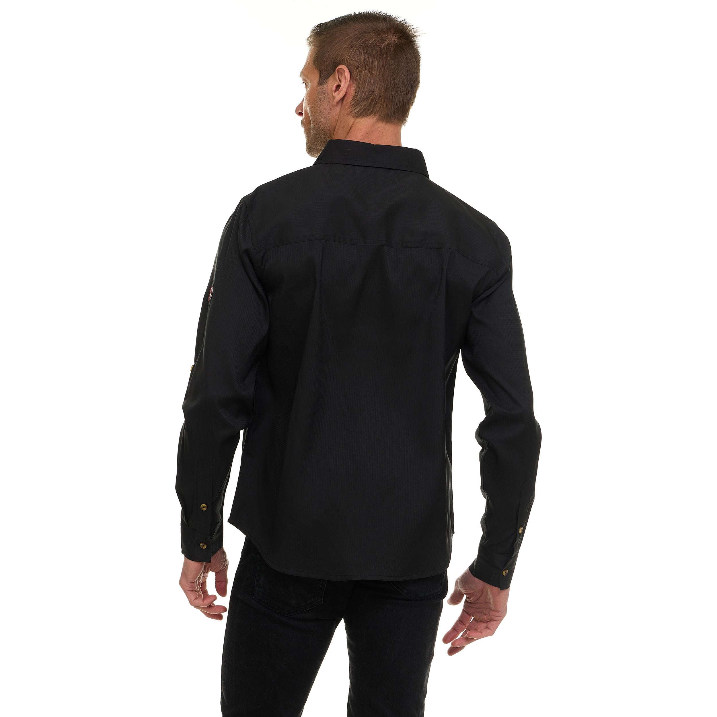 Canada Weather Gear Men’s Long Sleeve Ripstop Shirt – Roll-Up Sleeves, Dual Chest Pockets, Outdoor Lightweight Button-Down