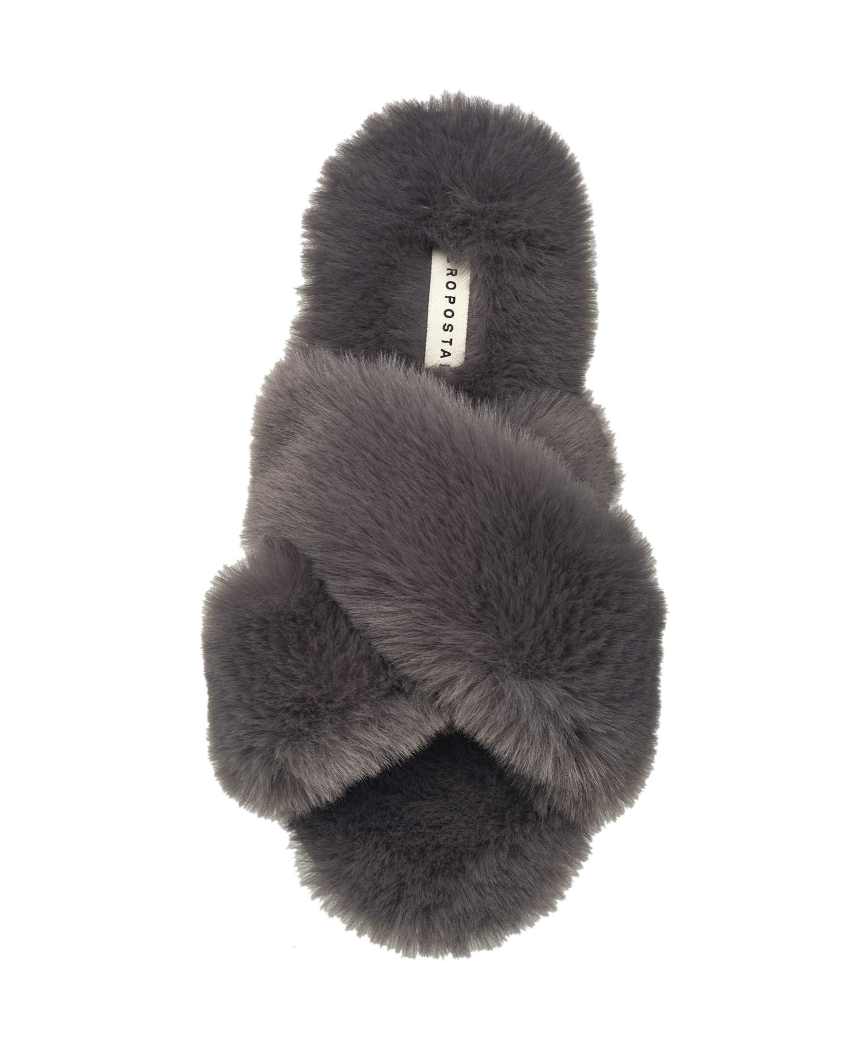 Aeropostale Women's Fuzzy Criss Cross House Slippers with Cushioned Comfort in Black