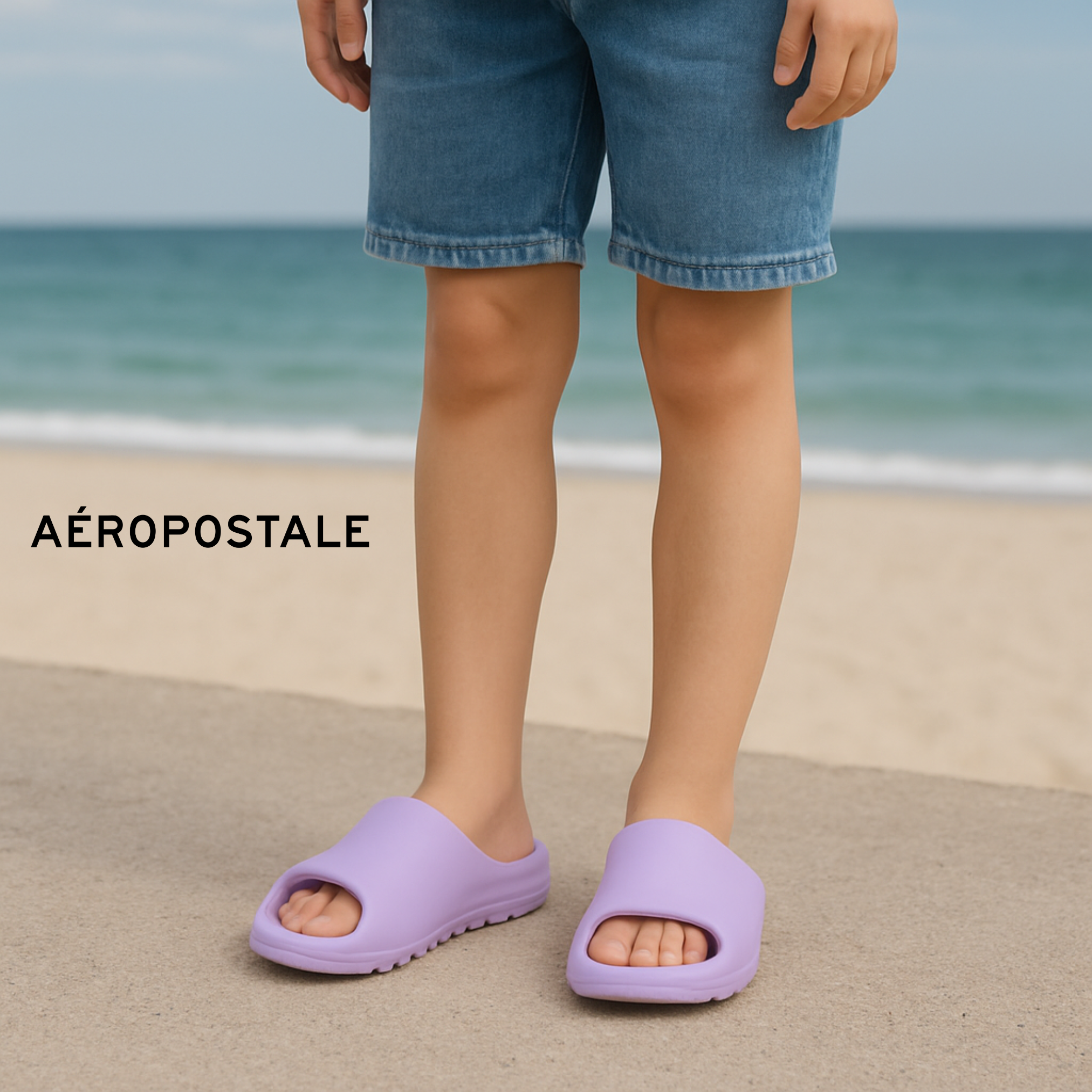 Aeropostale Youth Cloud Slide Sandals – Ultra-Soft EVA Cushion, Lightweight Slip-On Pool & Shower Slides for Boys & Girls in Lilac, Size 11