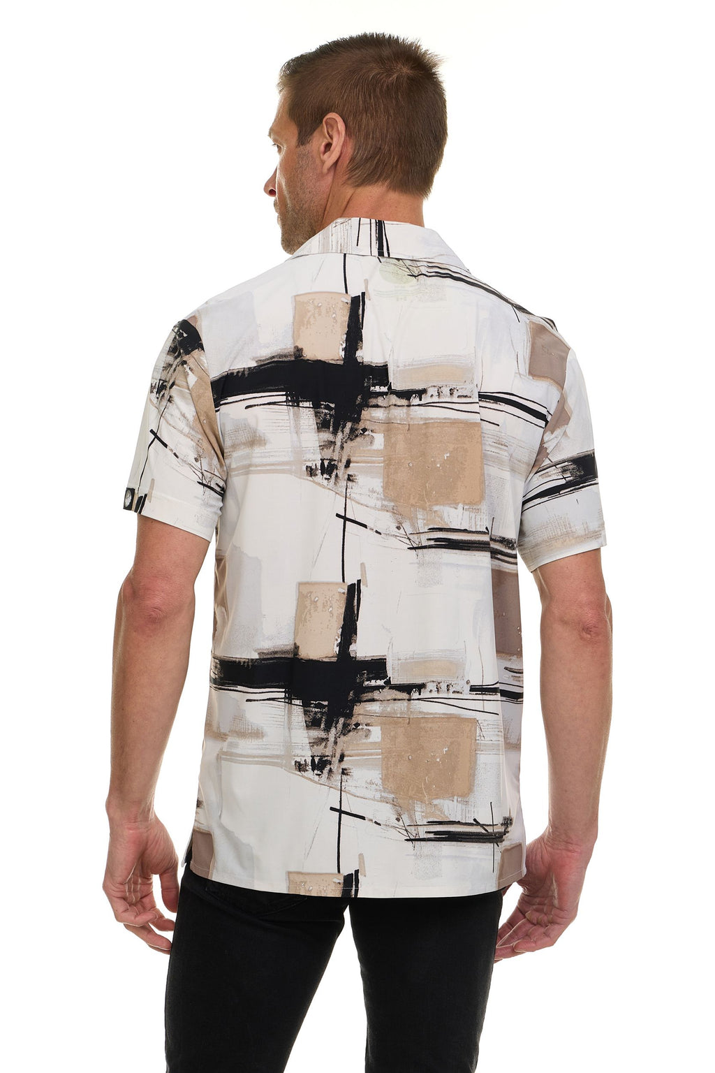 Canada Weather Gear Men’s Printed Camp Collar Shirt – , Super Stretch, 4-Way Stretch, Moisture Wicking, Wrinkle Resistant