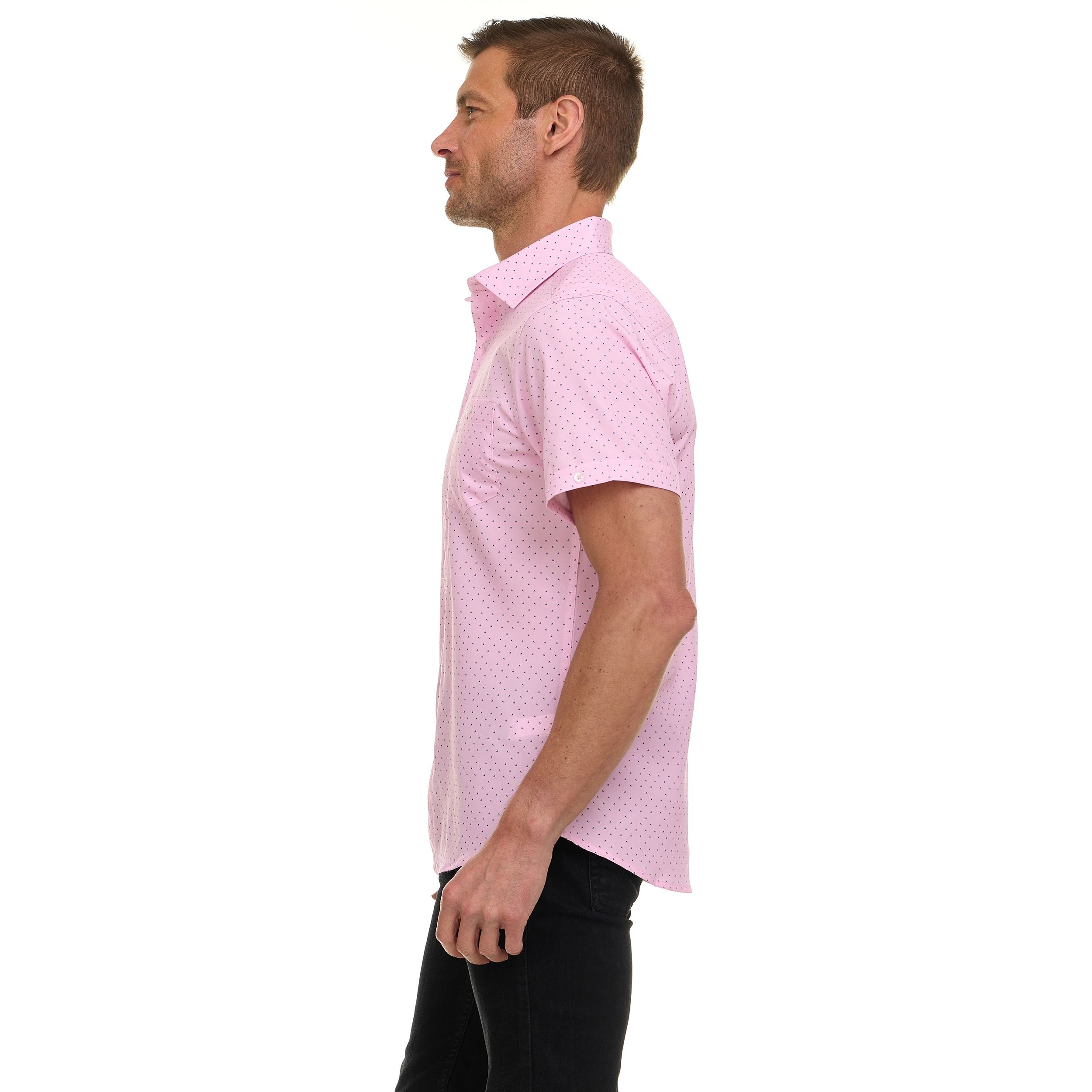Canada Weather Gear Men’s Short Sleeve Button-Up Shirt – Casual Slim Fit Collared Shirt with Front Pocket – Lightweight Stretch