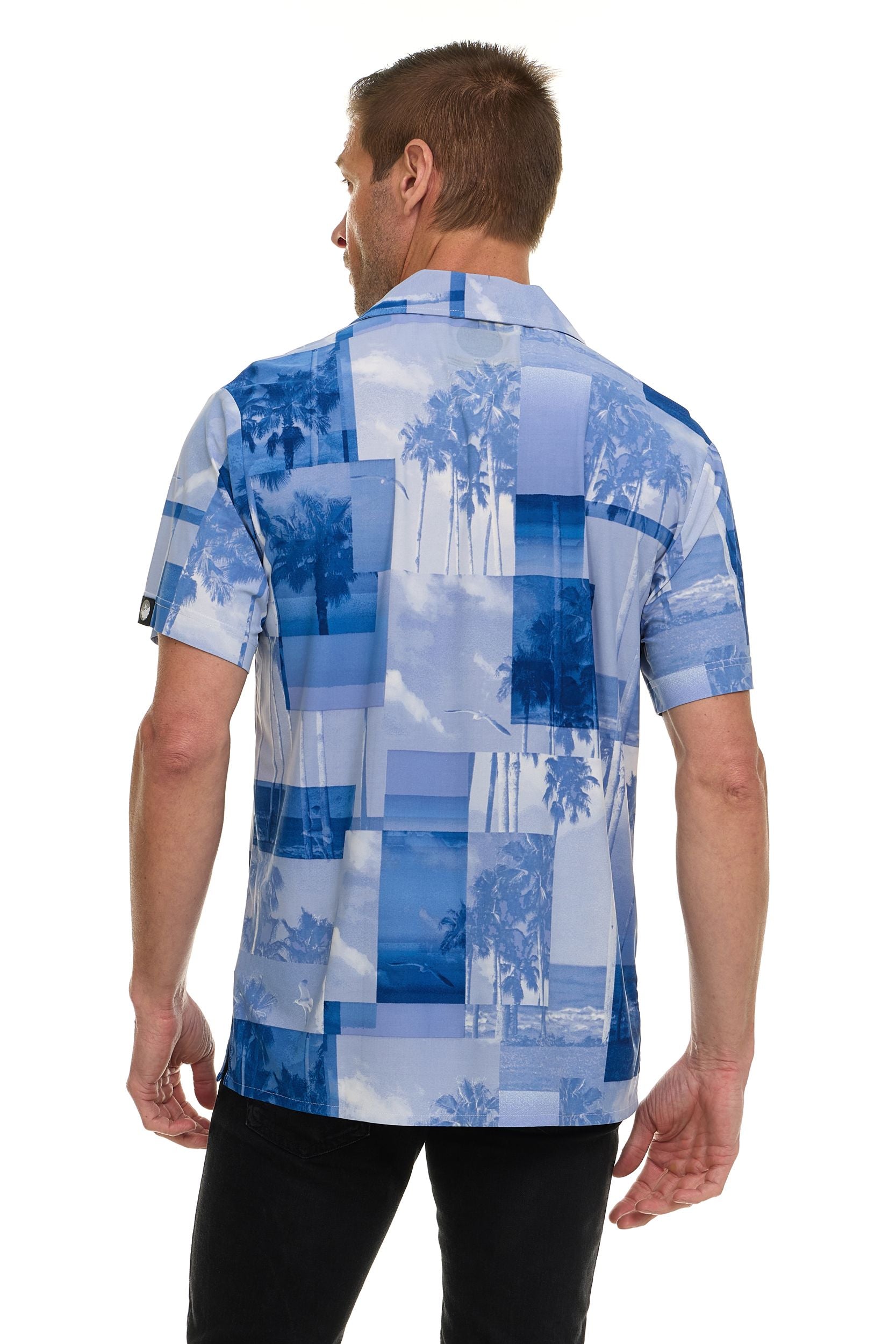 Canada Weather Gear Men’s Printed Camp Collar Shirt – , Super Stretch, 4-Way Stretch, Moisture Wicking, Wrinkle Resistant