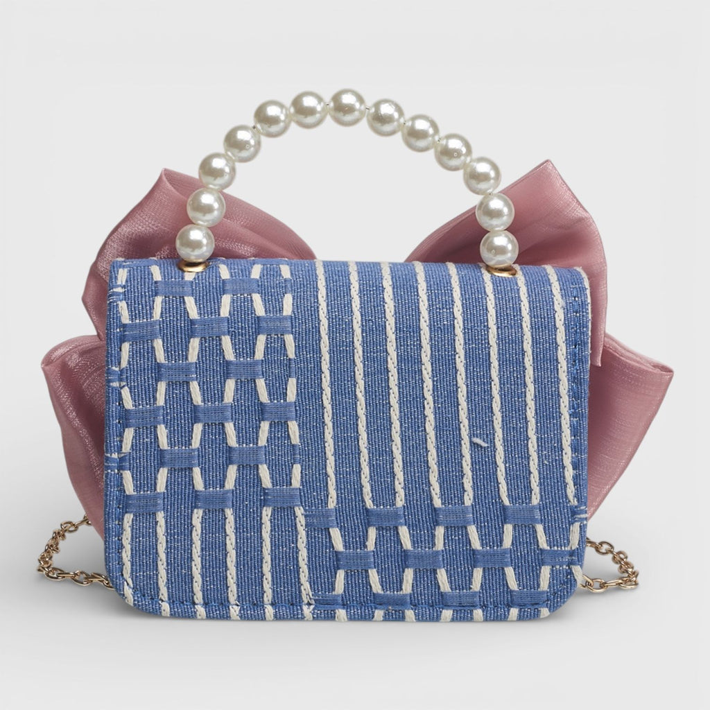 Willow & Ruby Girls' Mini Heart Crossbody Bag with Bow - Blue/Pink