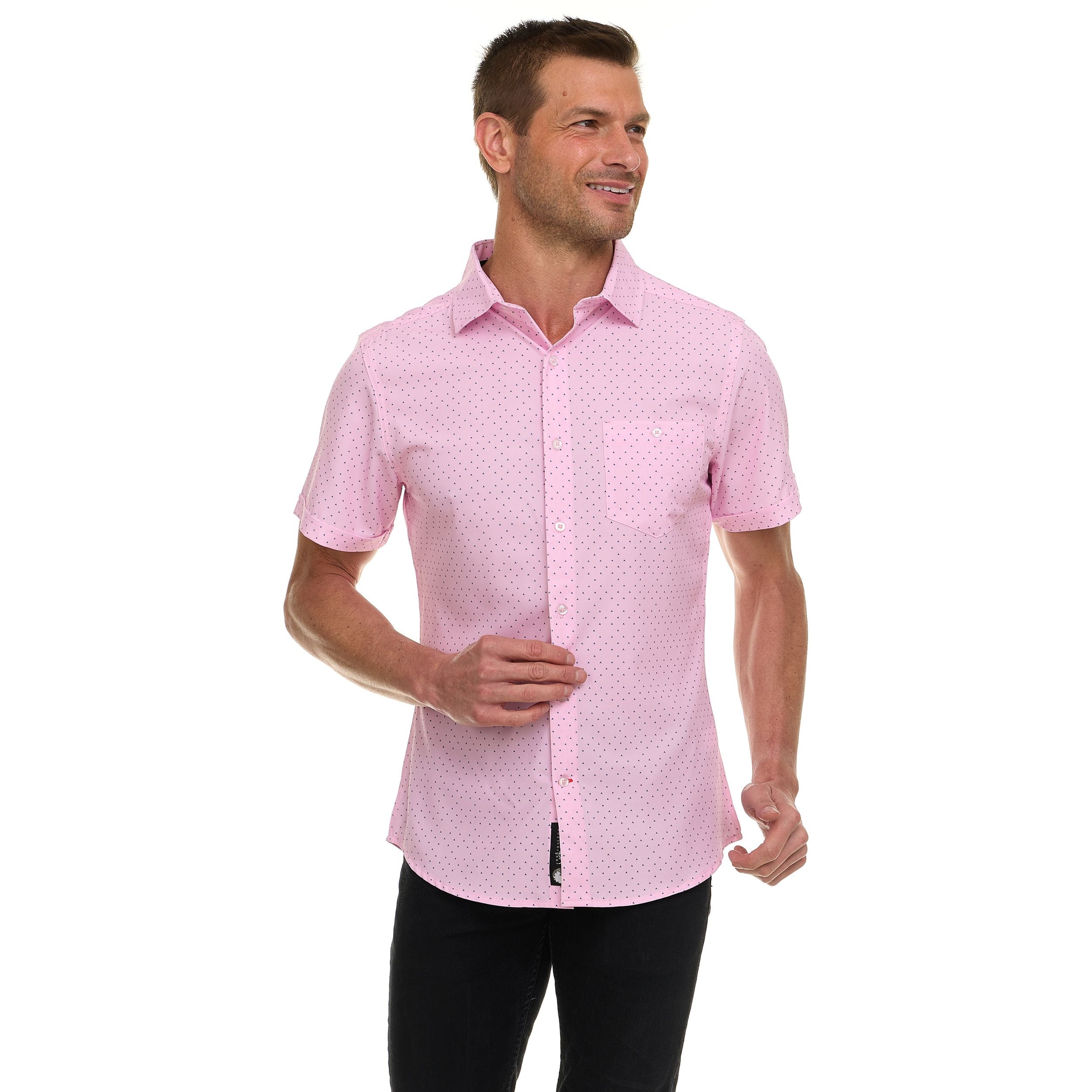 Canada Weather Gear Men’s Short Sleeve Button-Up Shirt – Casual Slim Fit Collared Shirt with Front Pocket – Lightweight Stretch