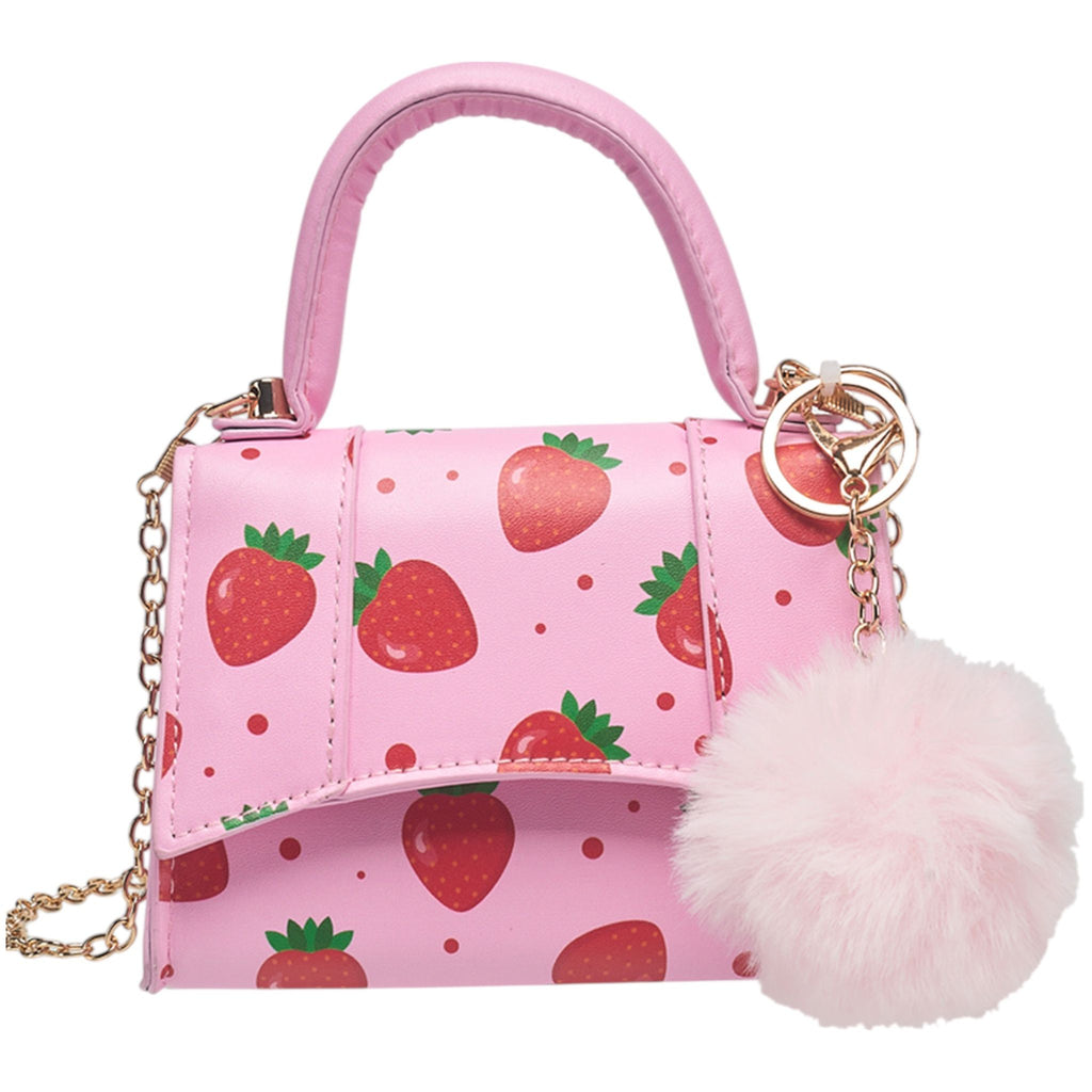 Willow & Ruby Girls' Strawberry Fields Mini Top Handle Bag with Pom Charm