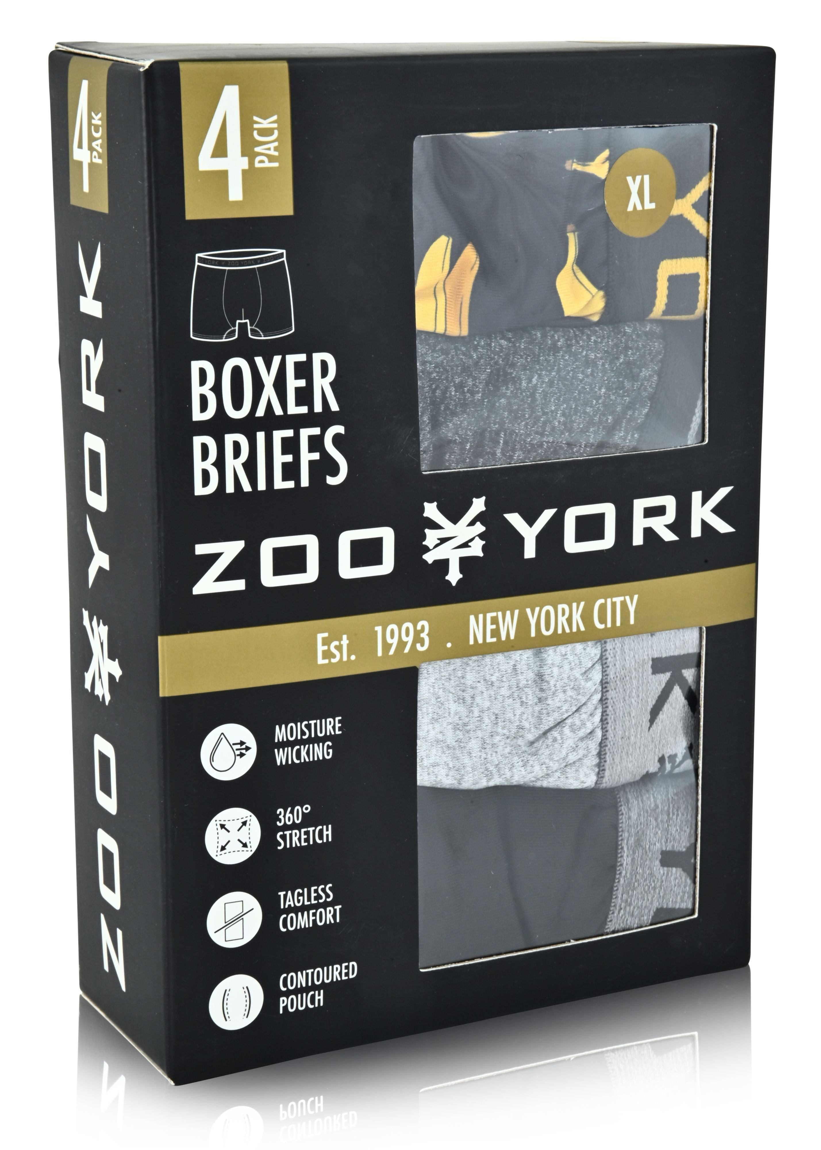 Zoo York Men's 4-Pack 360 Stretch Boxer Briefs - Printed & Solid Color Premium Underwear for Men