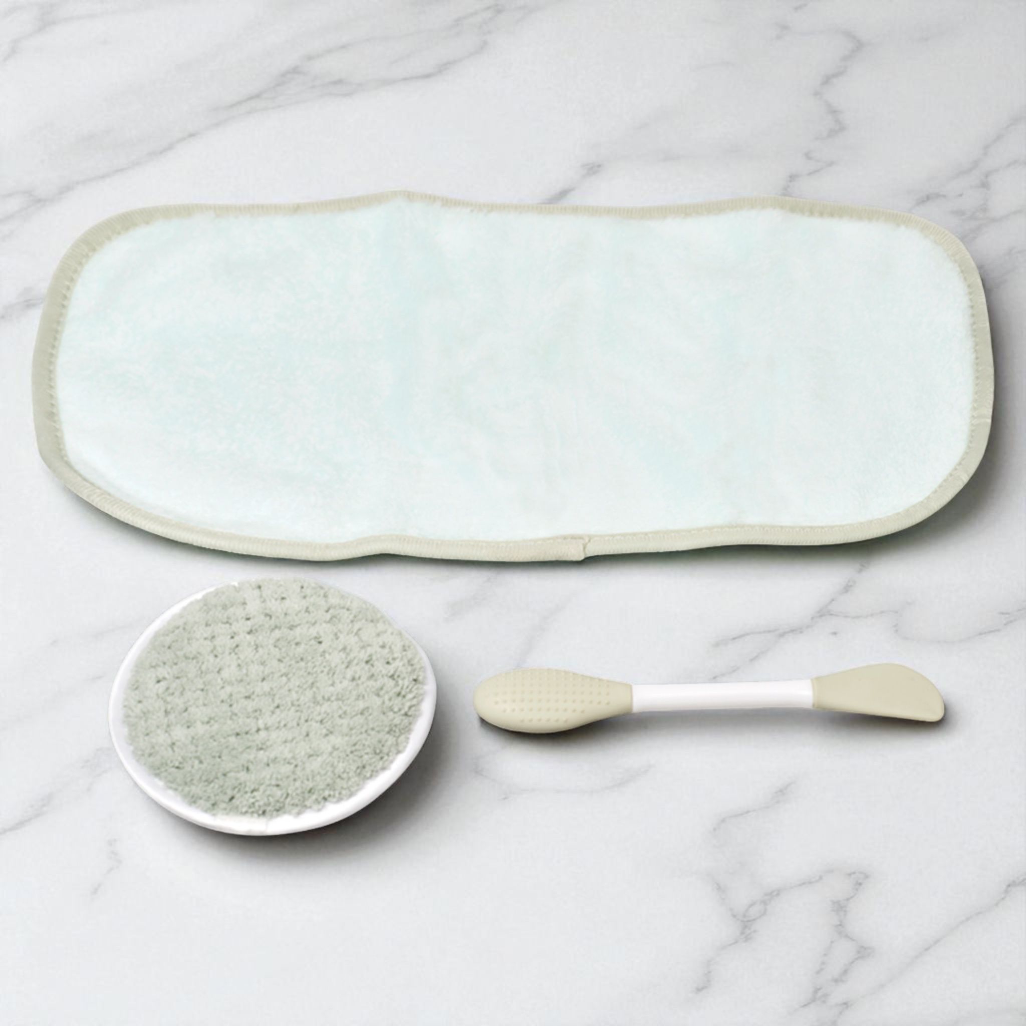 Spa Essentials 3-Piece Facial Care Set – Ultra-Soft Headband, Reusable Cleansing Pad & Dual-Ended Applicator