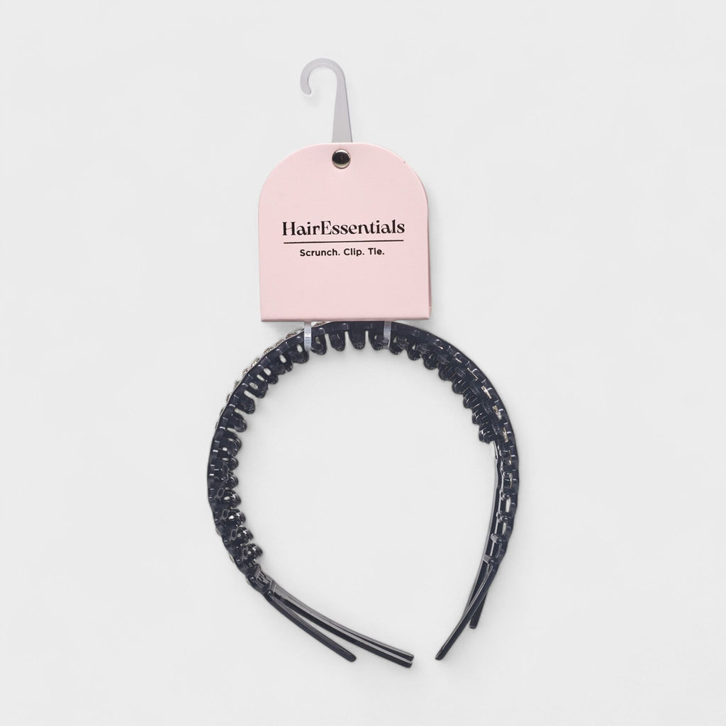 Hair Essentials Women's 3-Pack Comb Headbands - Non-Slip Decorative Hairband Set with Rhinestones