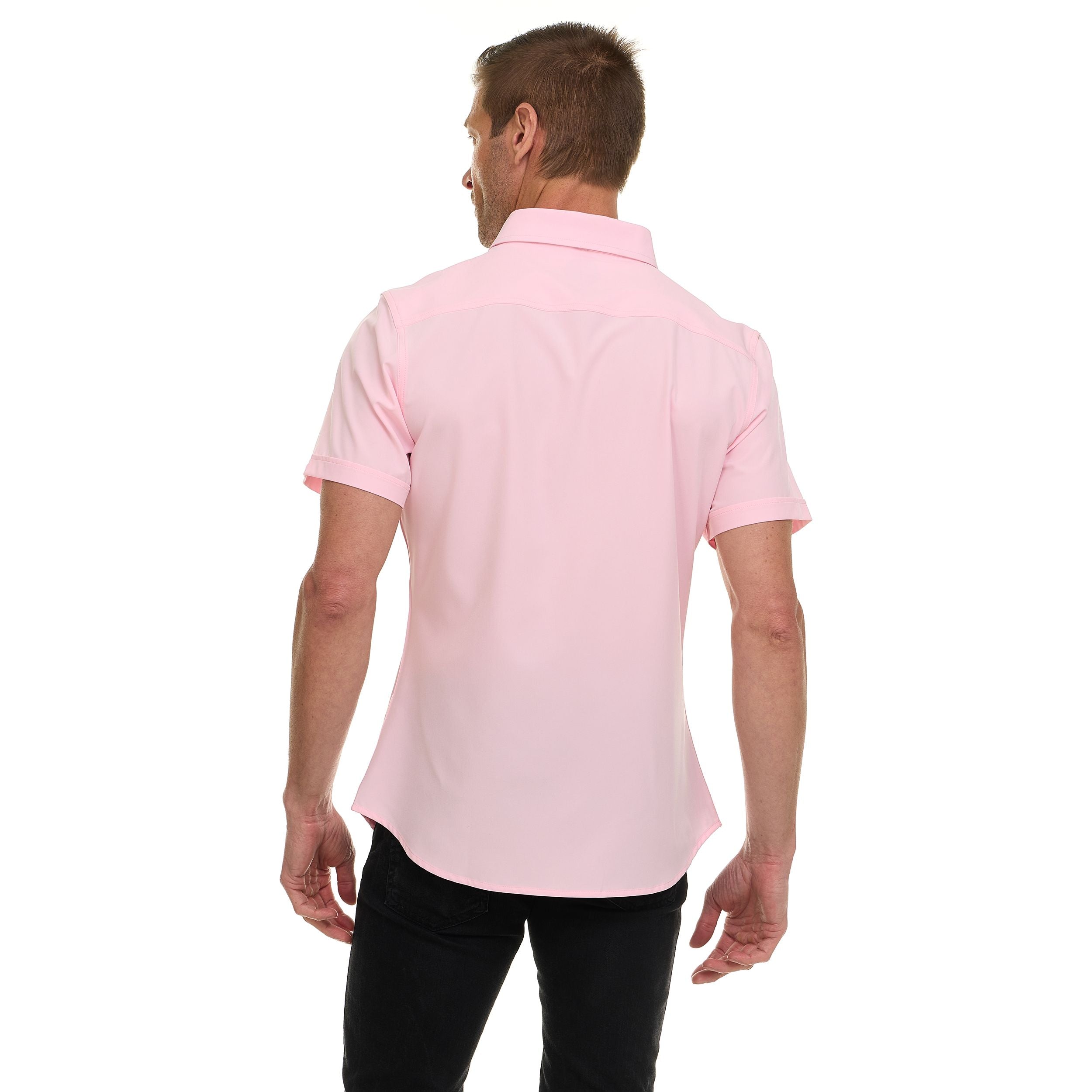 Canada Weather Gear Men’s Short Sleeve Button-Up Shirt – Stretch Dress Shirt – Wrinkle Resistant, Moisture Wicking