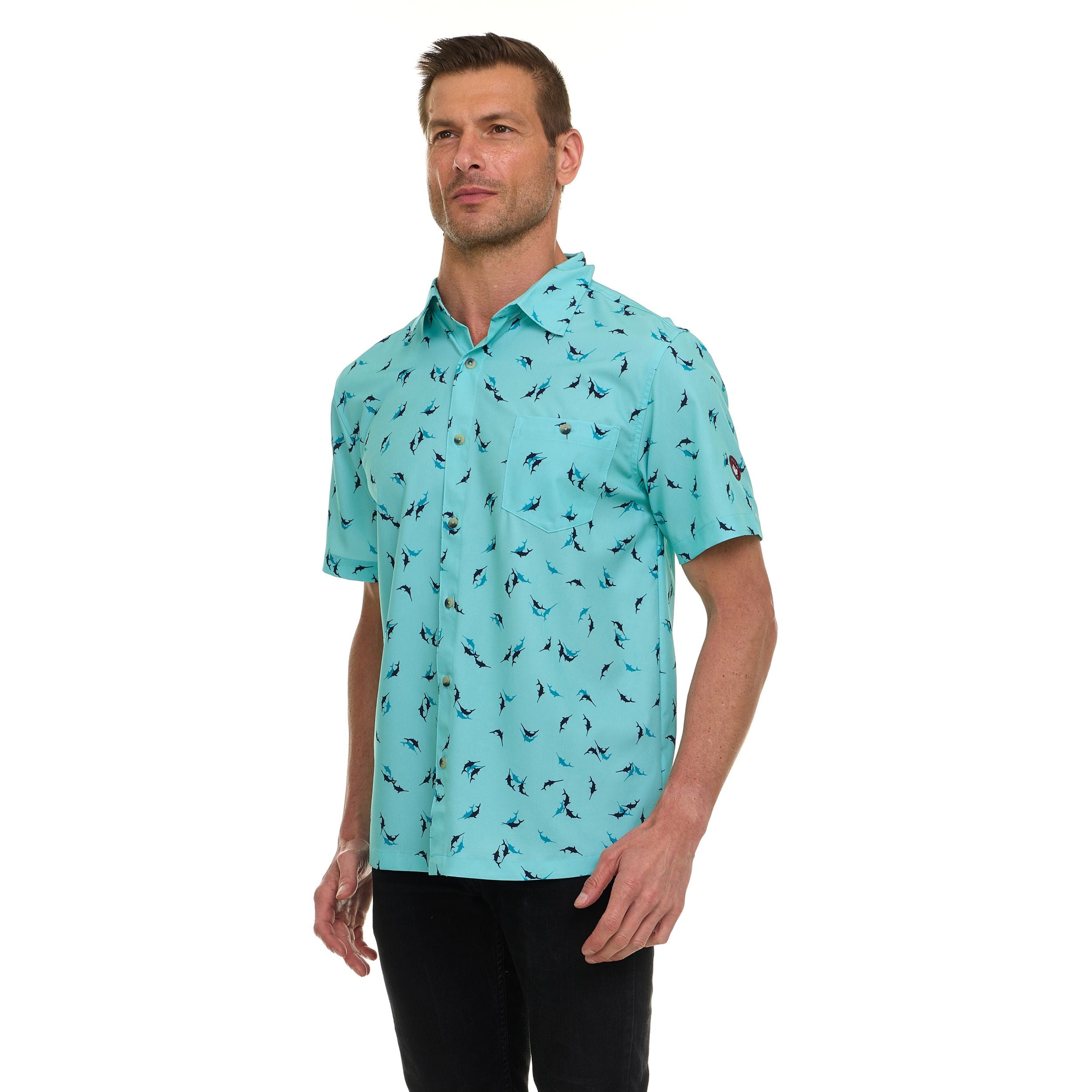 Canada Weather Gear Men’s Short Sleeve Button-Down Shirt – Casual Lightweight Printed Shirt with Chest Pocket