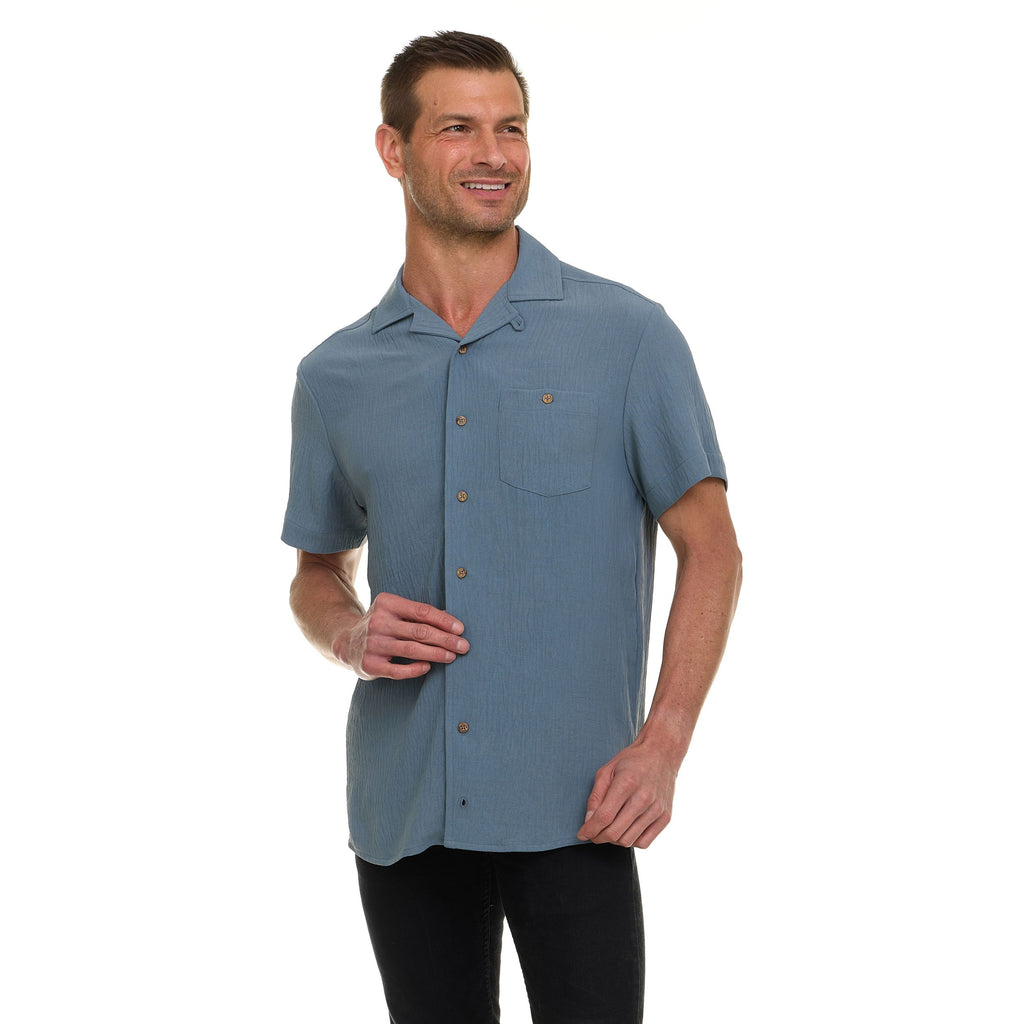 Super Triple Goose Men’s AIRFLOW Active Stretch Camp Collar Shirt – Short Sleeve, Lightweight, Breathable Button-Down Top