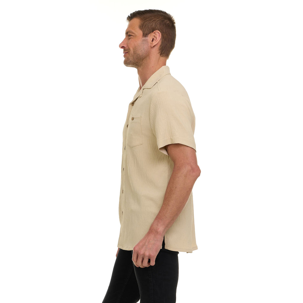 Super Triple Goose Men’s AIRFLOW Active Stretch Camp Collar Shirt – Short Sleeve, Lightweight, Breathable Button-Down Top
