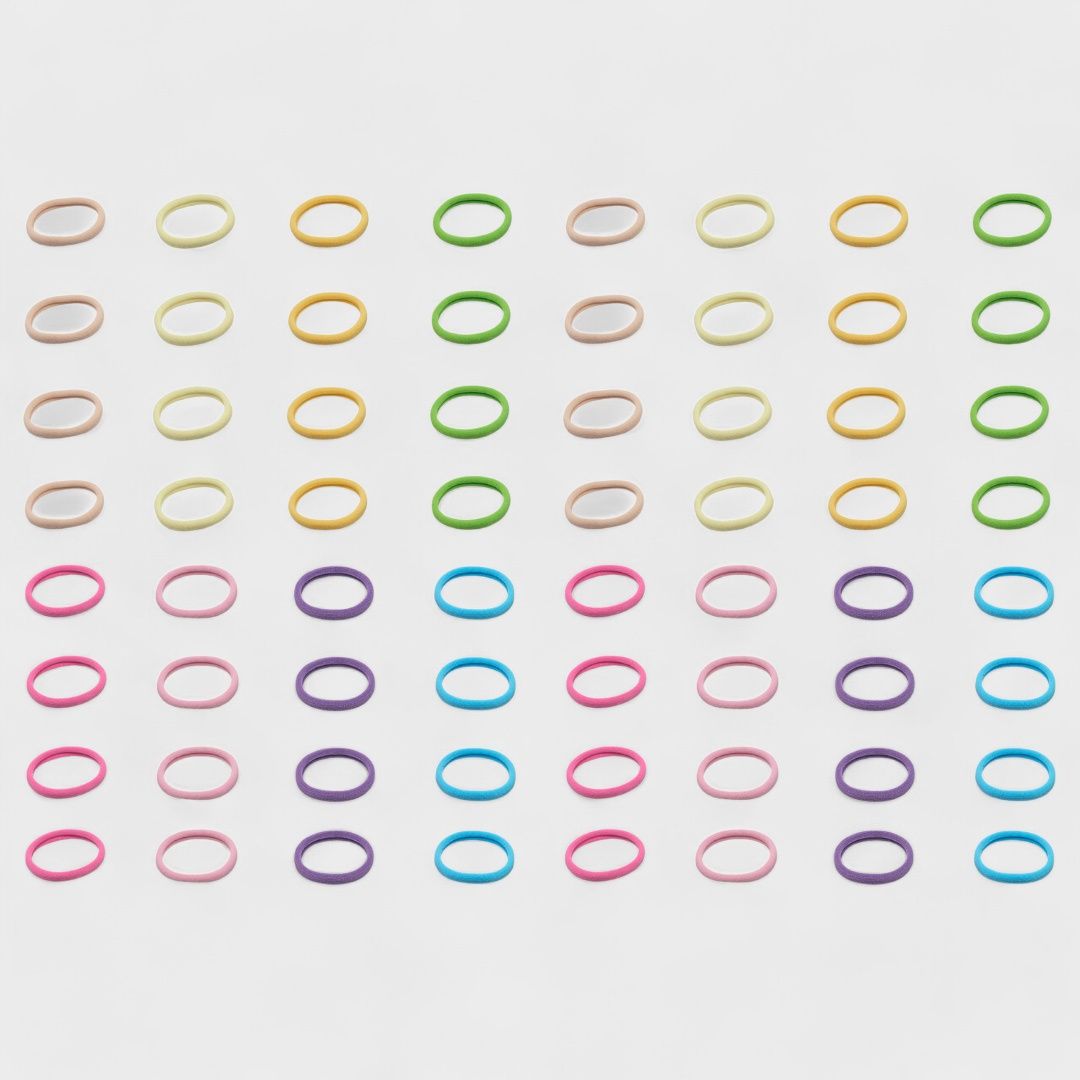 Willow & Ruby 2-Pack Elastic Hair Ties for Girls - Soft, No-Damage Hair Bands, Multicolor Pack
