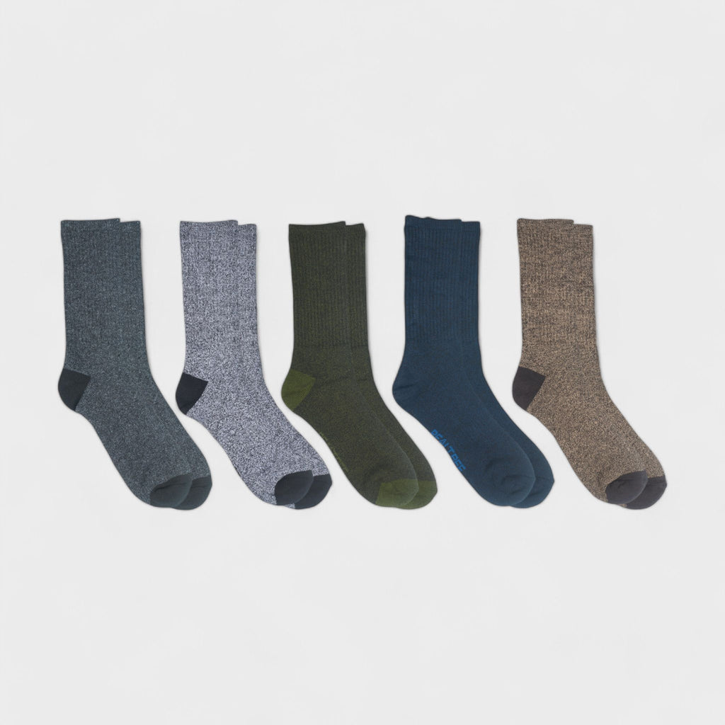 Realtree Men's 5-Pack Casual Crew Socks - Arch Support, Moisture Wicking, Full Cushioning Socks for Men (Shoe Size 6-12)
