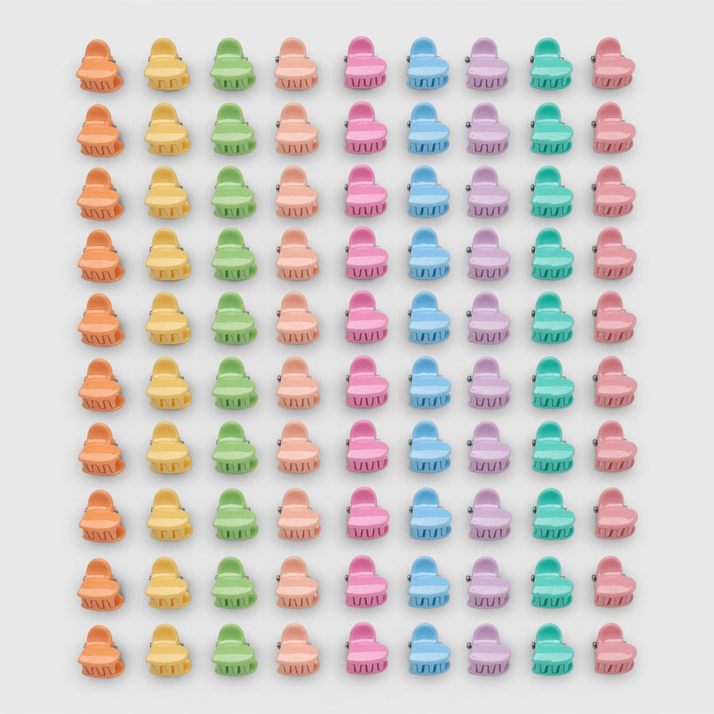 Willow & Ruby 200pc Mini Heart Hair Claw Clip Set - Assorted Multicolor
