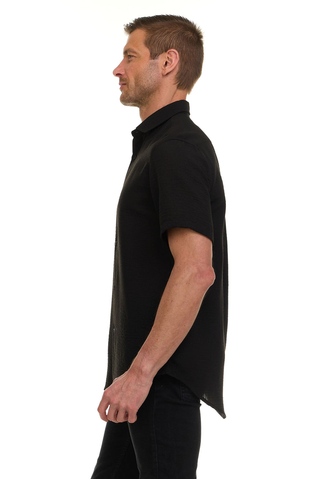 Canada Weather Gear Men’s Linen Look Short Sleeve Button-Up Shirt – Lightweight Collared Casual Shirt for Summer