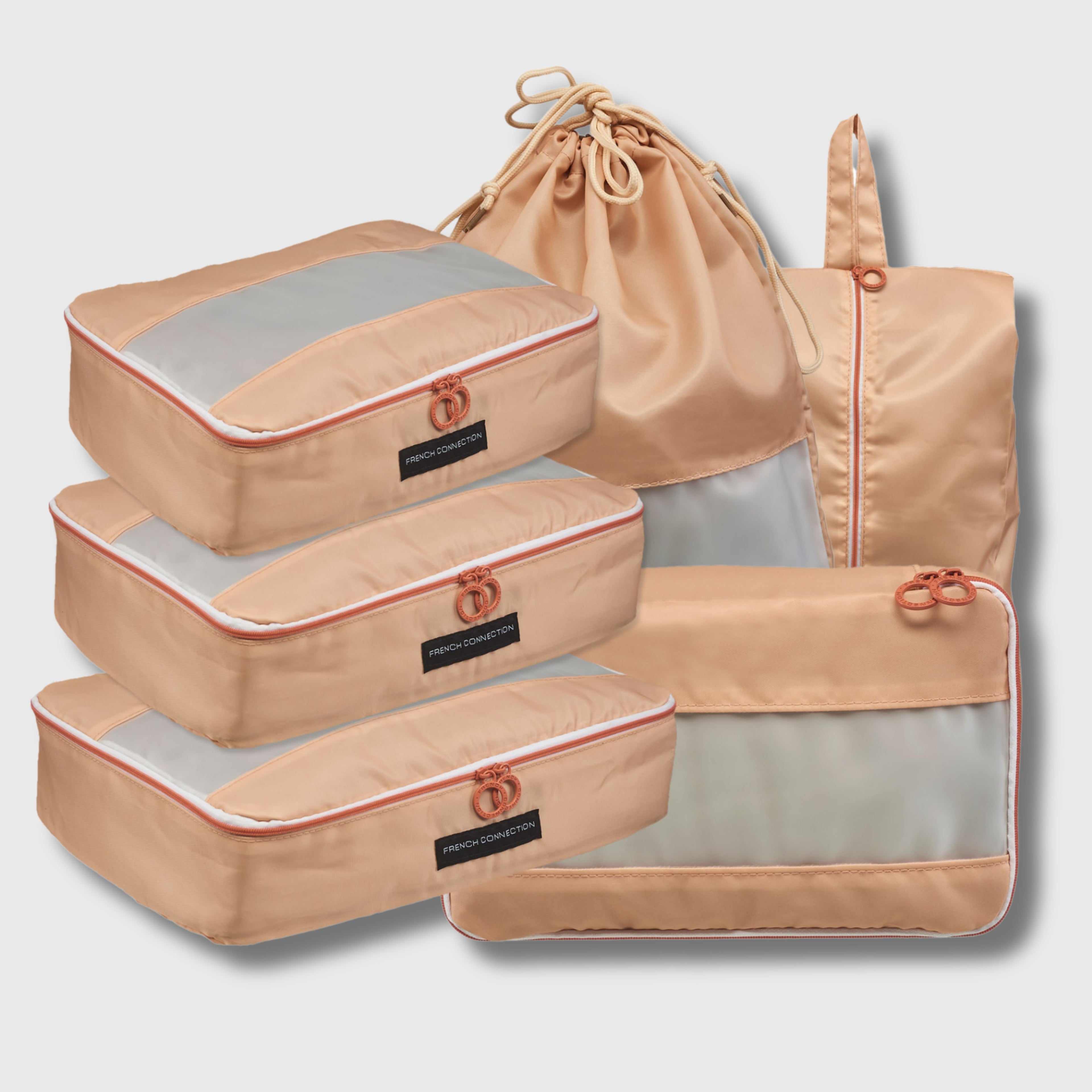 French Connection 6pc Packing Cube Set - Travel Storage Set for Luggage
