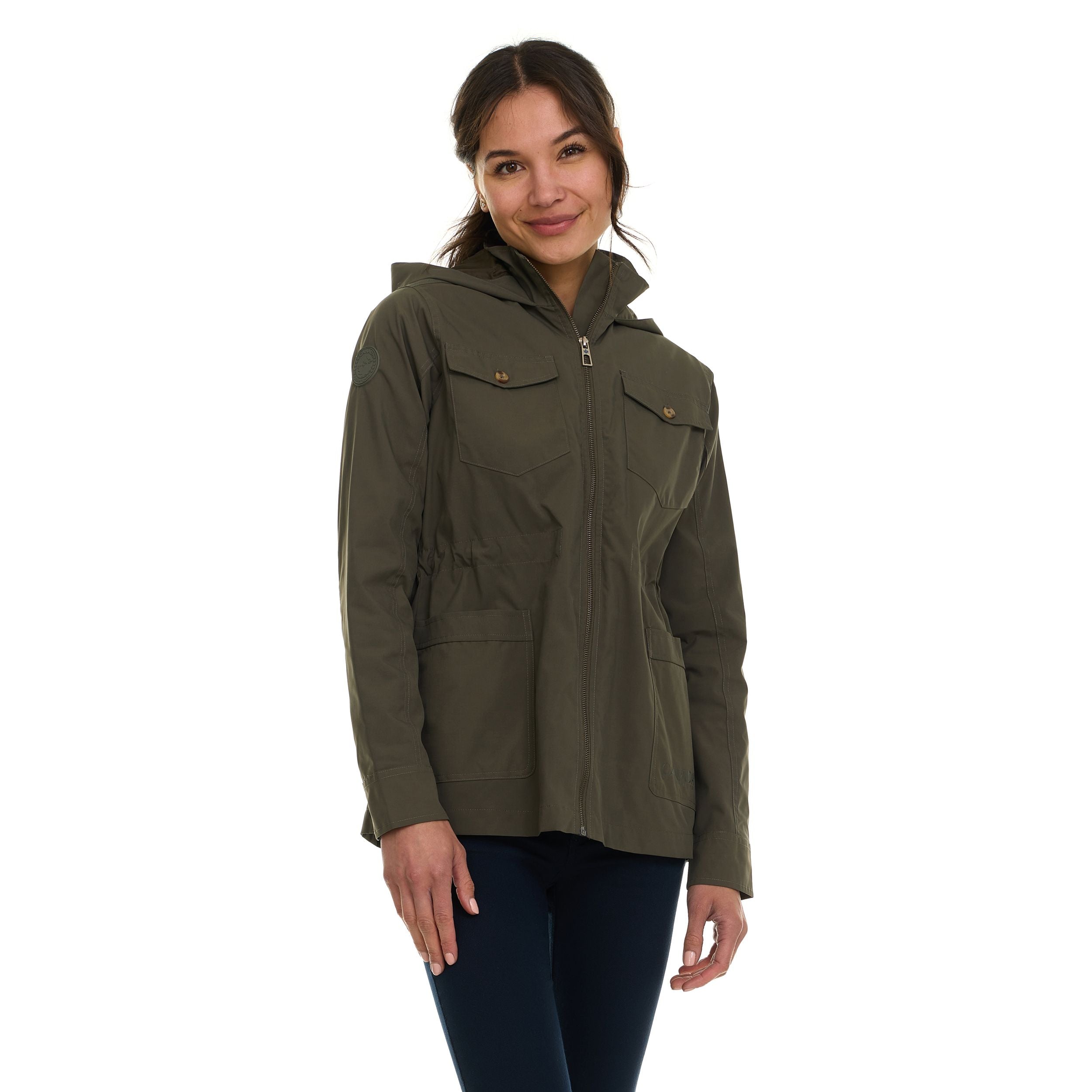 Canada Weather Gear Women's Safari Rain Jacket – Lightweight Water-Resistant Utility Jacket with Hood