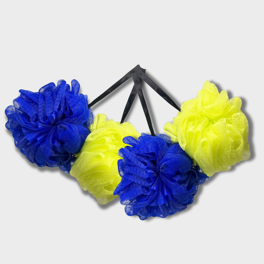 Spa Essentials Large Bath Loofahs - Extra Foaming Jumbo Shower Poufs Exfoliating Body Scrubber Mesh Sponges