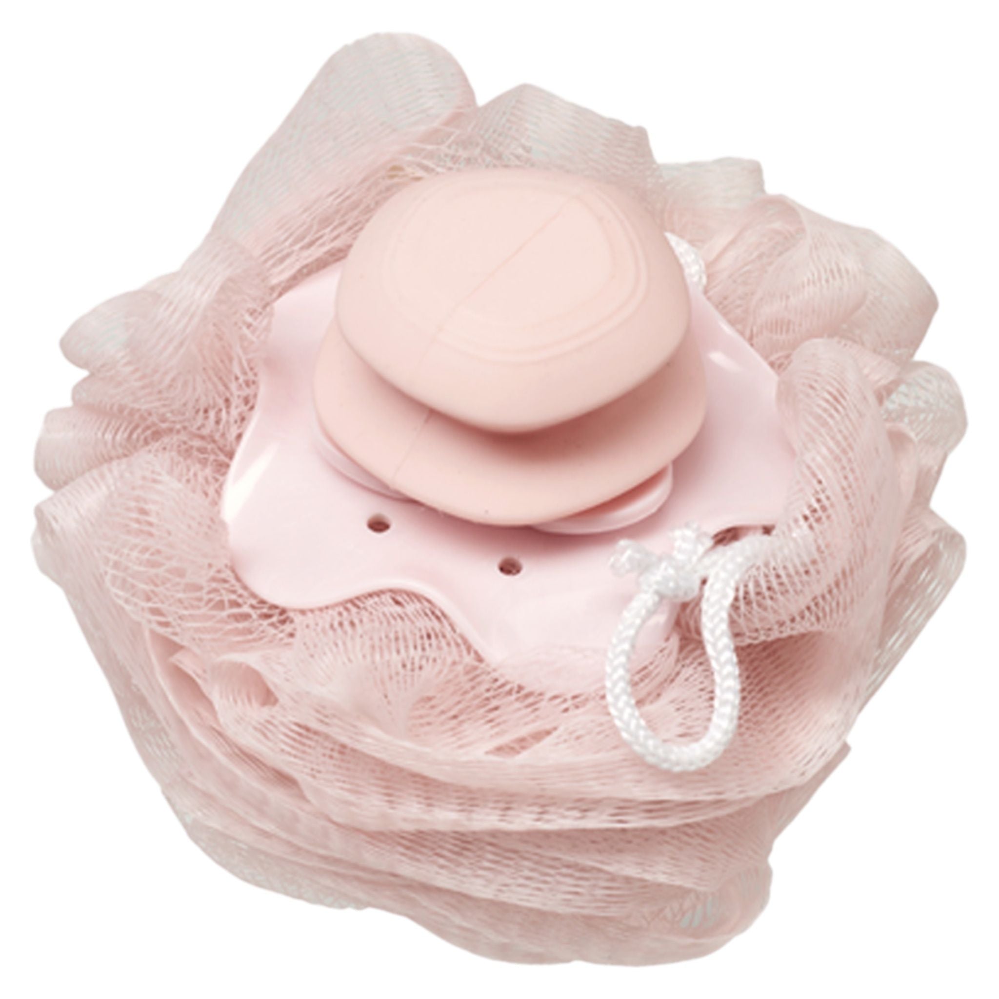 Spa Essentials 3-Pack Bath Poufs with Soap Dispenser - Exfoliating Mesh Bath Sponge Loofah