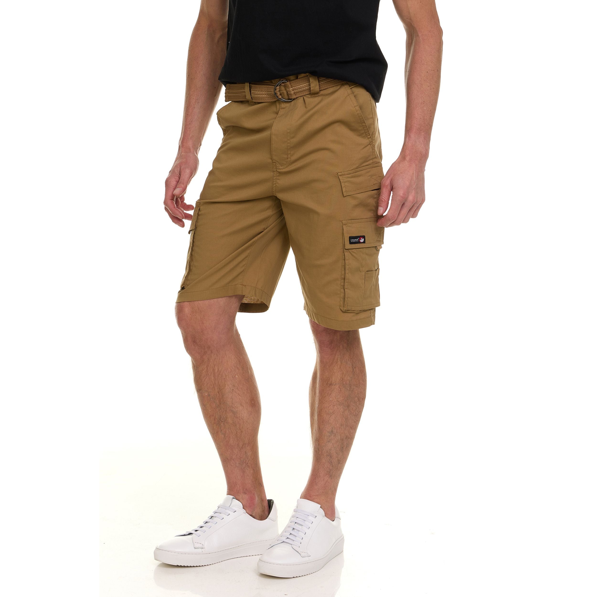 Canada Weather Gear Men’s Belted Cargo Shorts – Lightweight Cotton Stretch Fabric, Classic Fit with Multiple Pockets