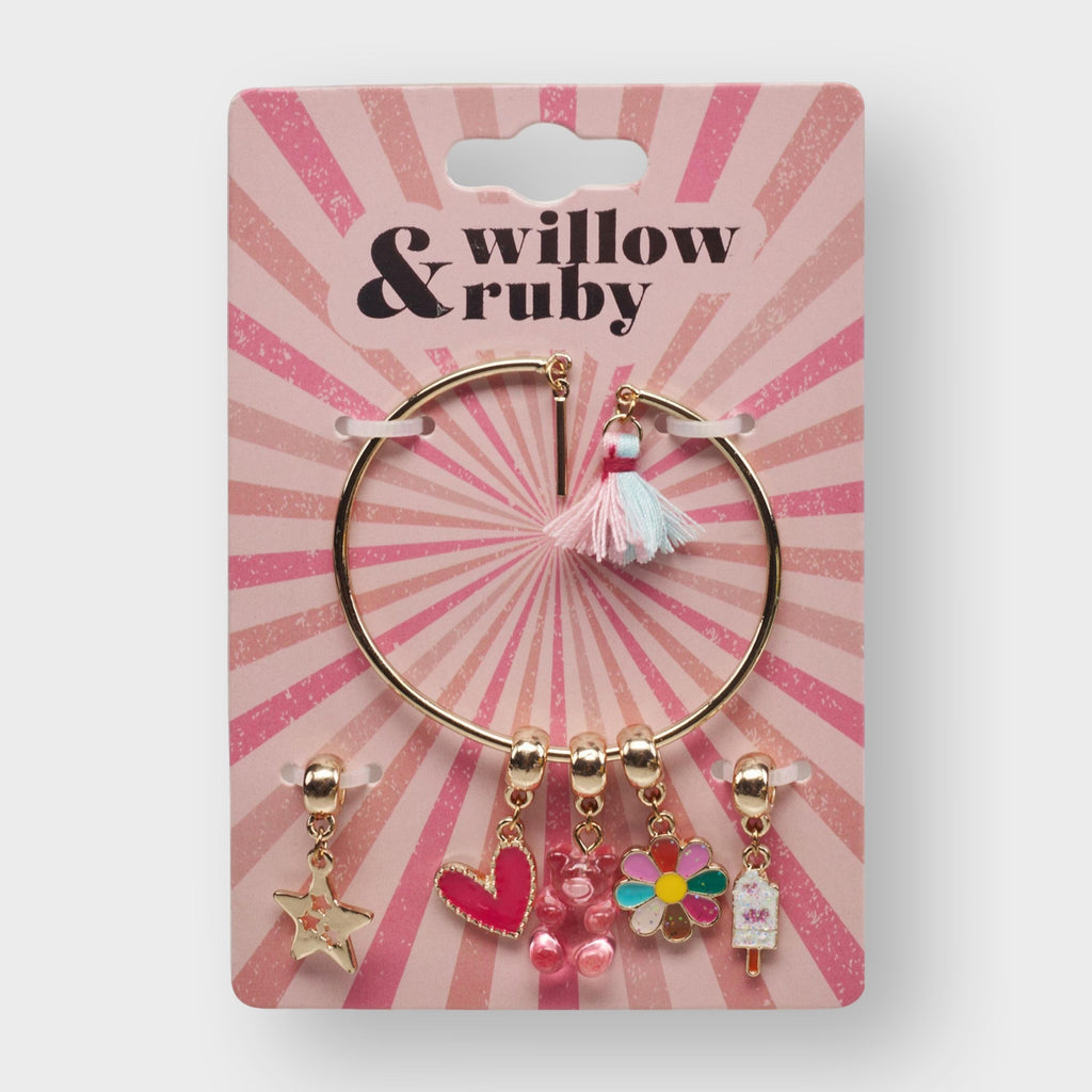 Willow & Ruby Kid's Charm Bracelet - Charms & Bangle Set for Girls (Youth)
