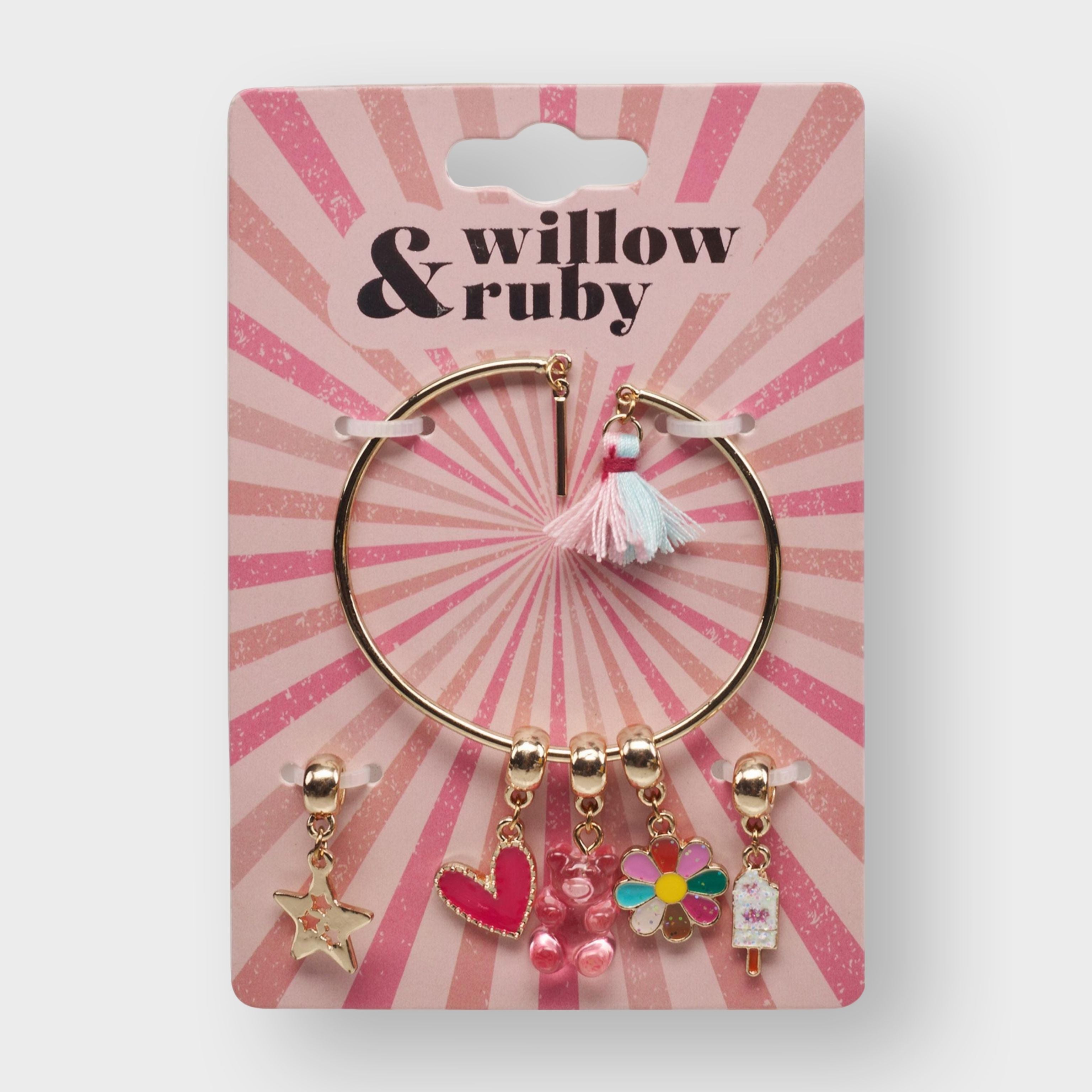Willow & Ruby Kid's Charm Bracelet - Charms & Bangle Set for Girls (Youth)