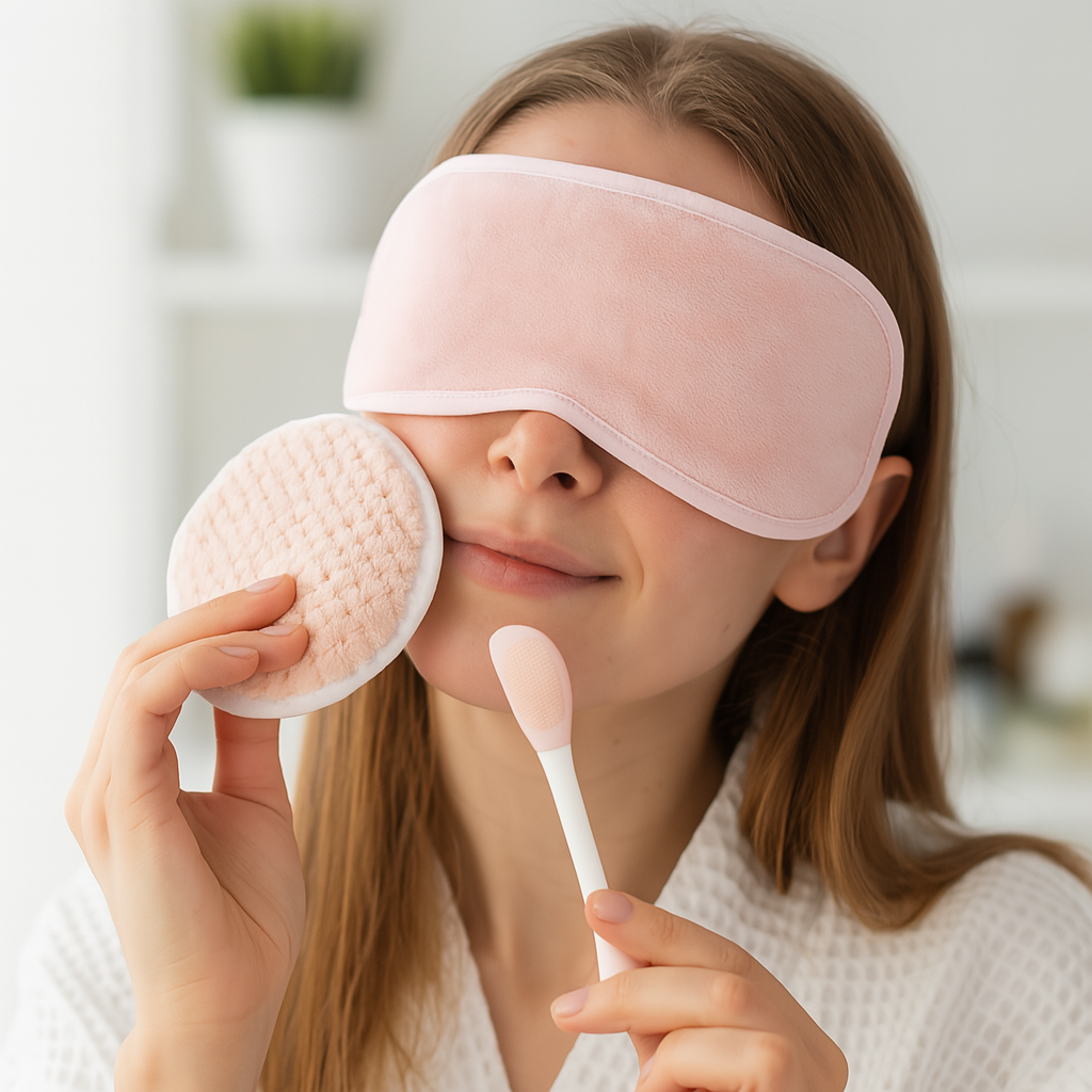 Spa Essentials 3-Piece Facial Care Set – Ultra-Soft Headband, Reusable Cleansing Pad & Dual-Ended Applicator