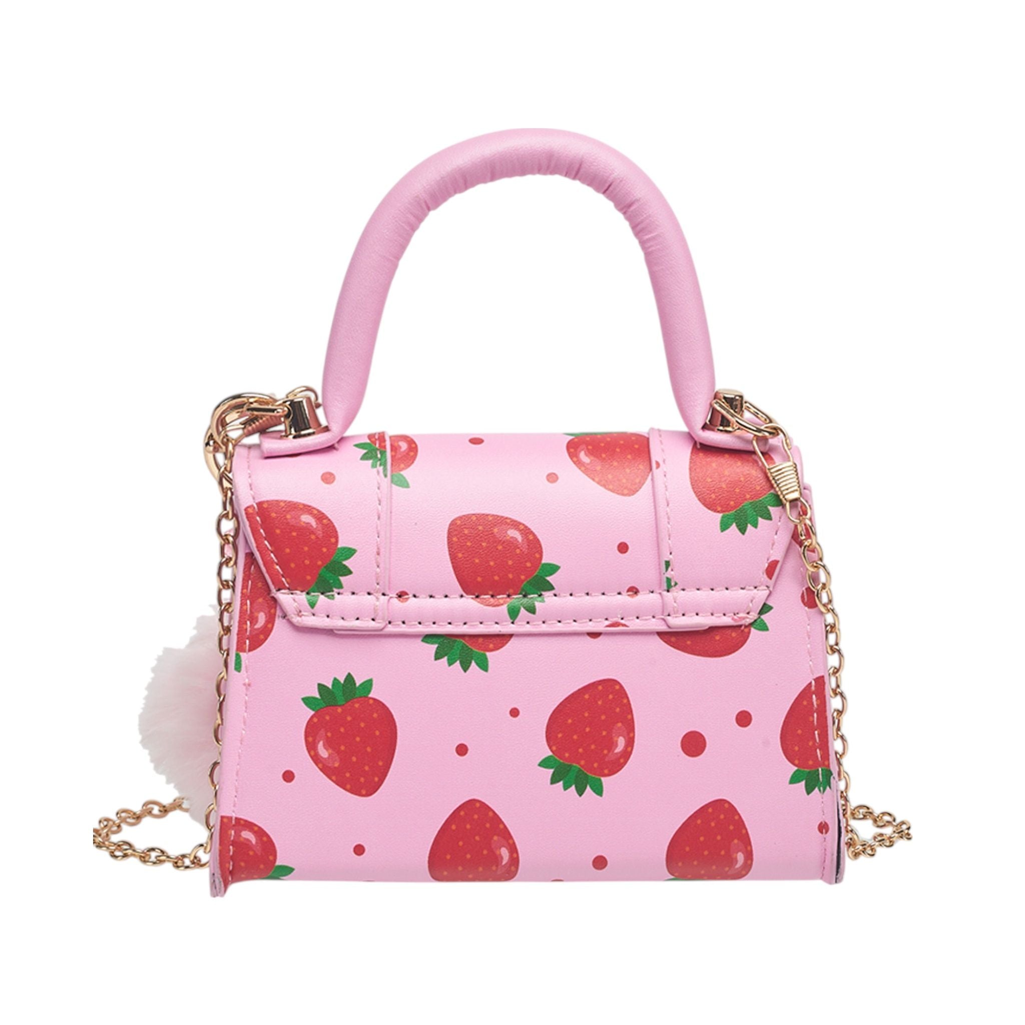 Willow & Ruby Girls' Strawberry Fields Mini Top Handle Bag with Pom Charm