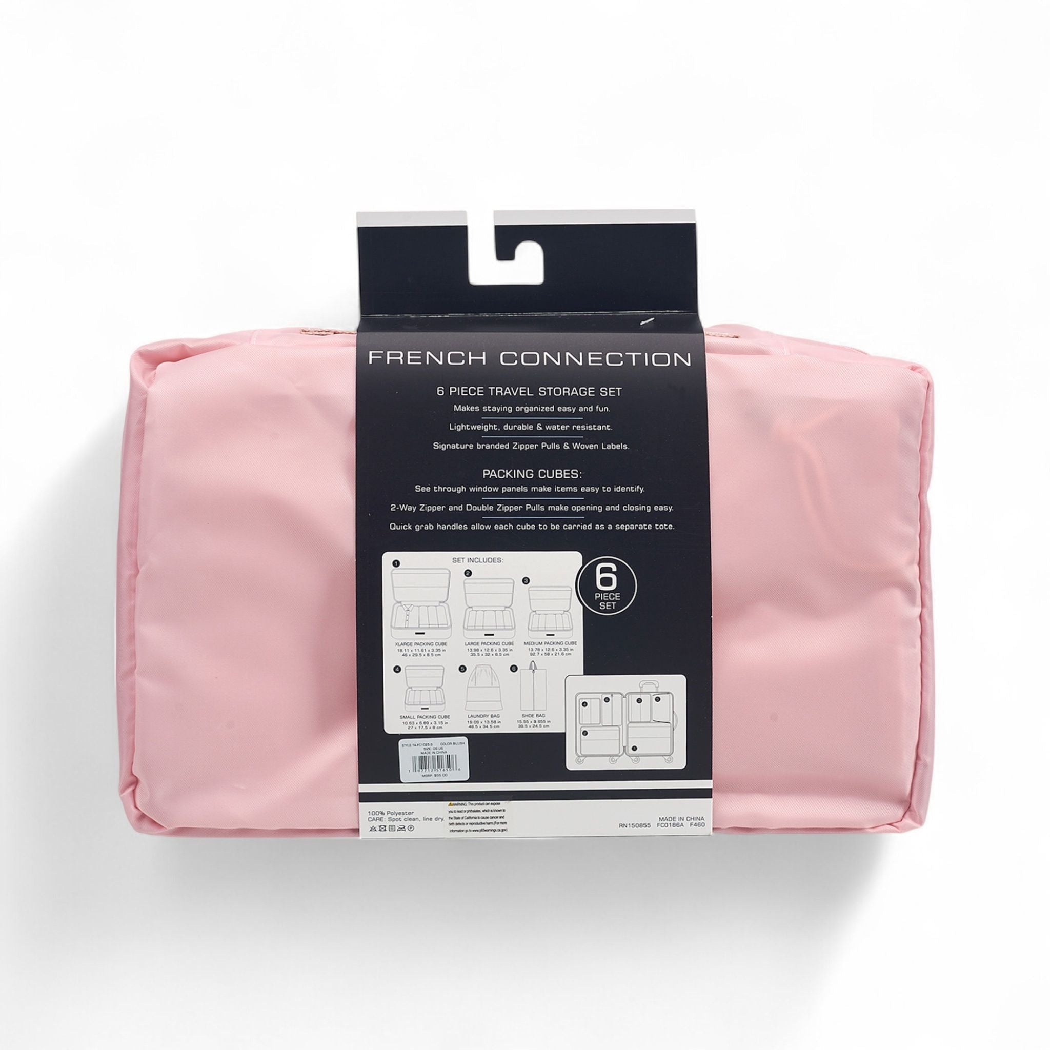 French Connection 6pc Packing Cube Set - Travel Storage Set for Luggage