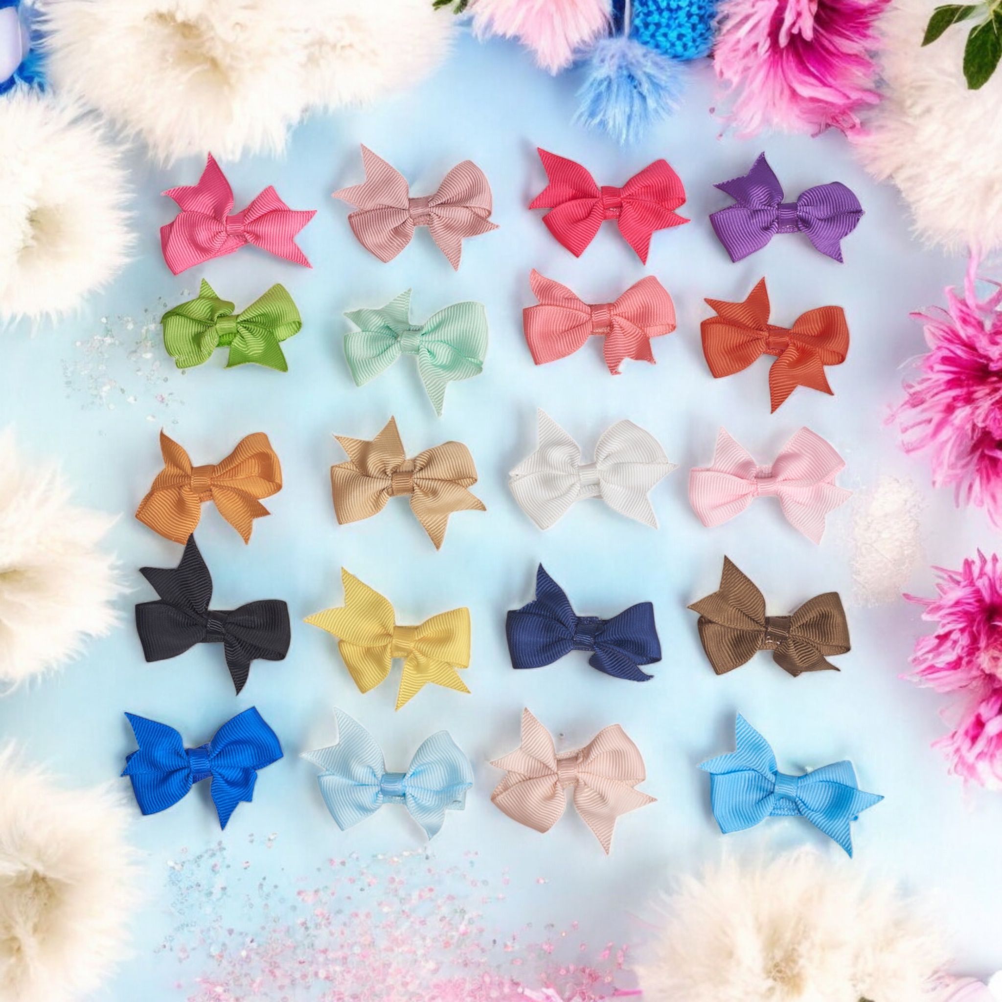 Simply Petals 40-Pack Unicorn Themed Hair Bow Set -  Assorted Baby Bows for 0-12 Months, Colorful Clips for Infants, Girl, 40pcs