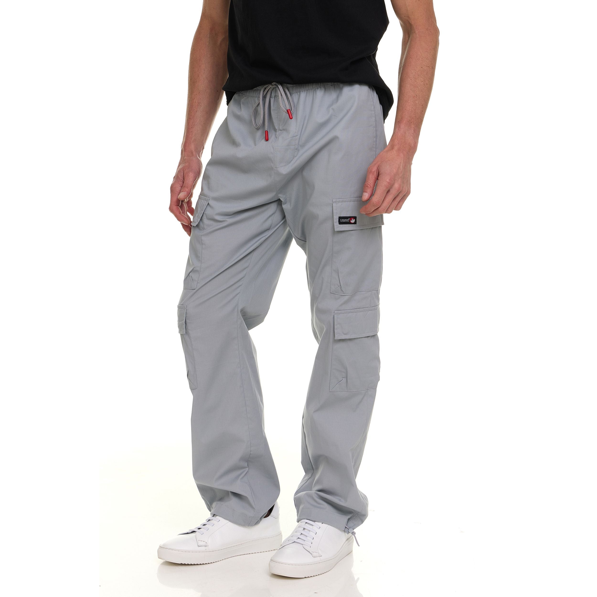 Canada Weather Gear Men’s 4-Pocket Lightweight Cargo Pants – Elastic Waistband with Drawstring, Adjustable Hem, Relaxed Fit
