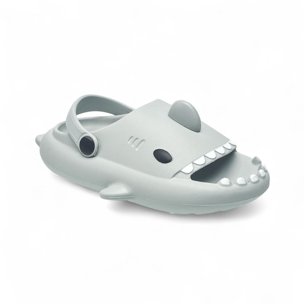 Aeropostale Toddler Boys Shark EVA Clog Slides – Lightweight Water Sandals w/ Heel Strap, Non-Slip Sole in Ocean Blue, Size Small (5-6)