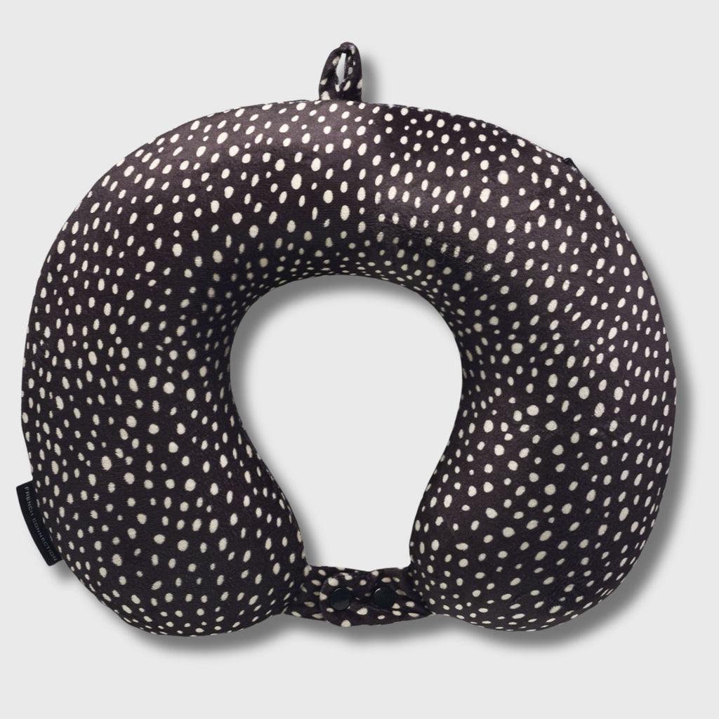 French Connection Memory Foam Travel Neck Pillow with Washable Cover - Luxury Neck Pillows for Travel (Polka Dot)