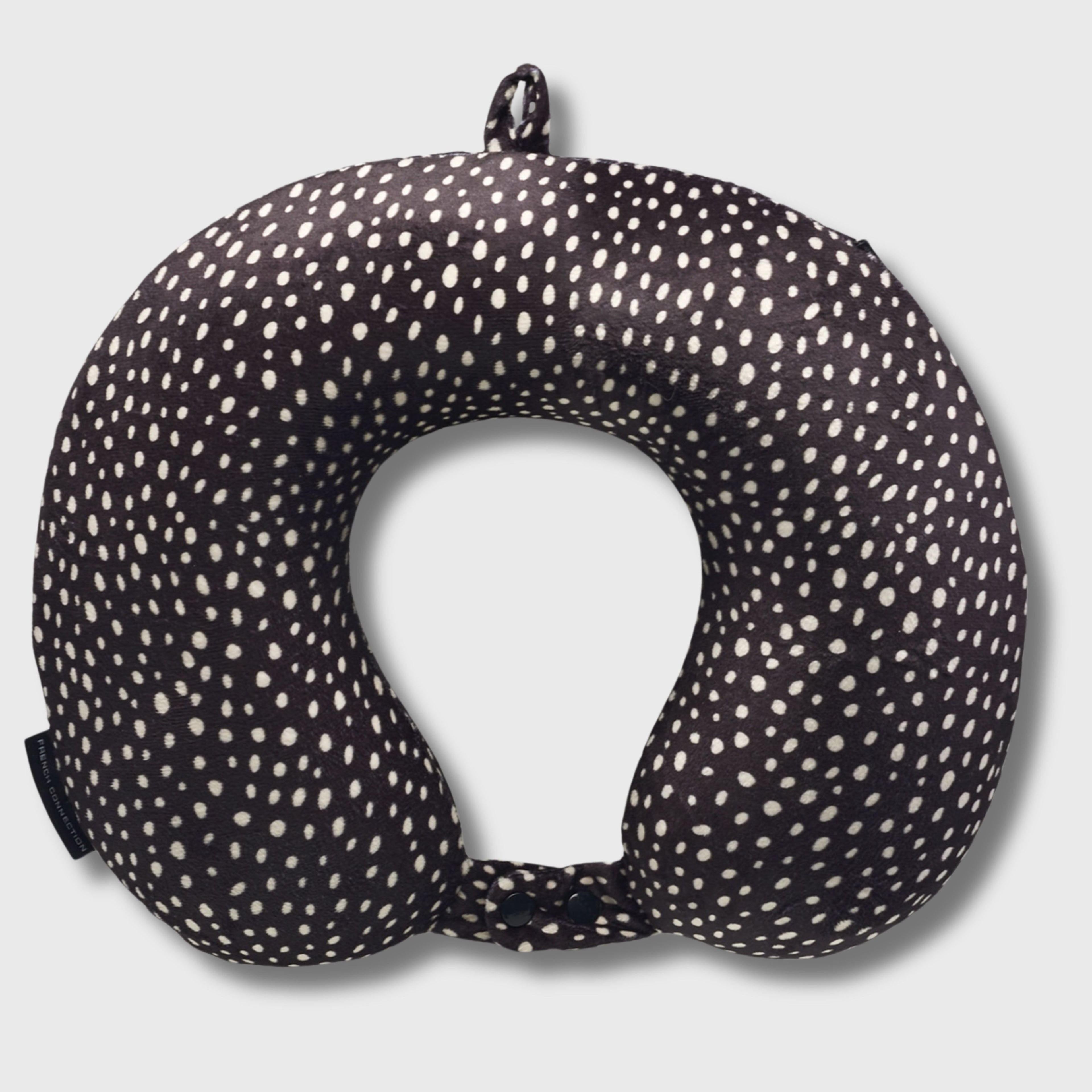 French Connection Memory Foam Travel Neck Pillow with Washable Cover - Luxury Neck Pillows for Travel (Polka Dot)