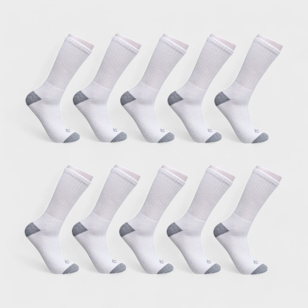 Realtree Men's 10-Pack Crew Socks - Cotton Blend, Full Cushion, Reinforced Heel & Toe - Durable Everyday Comfort (Shoe Size 6-12)
