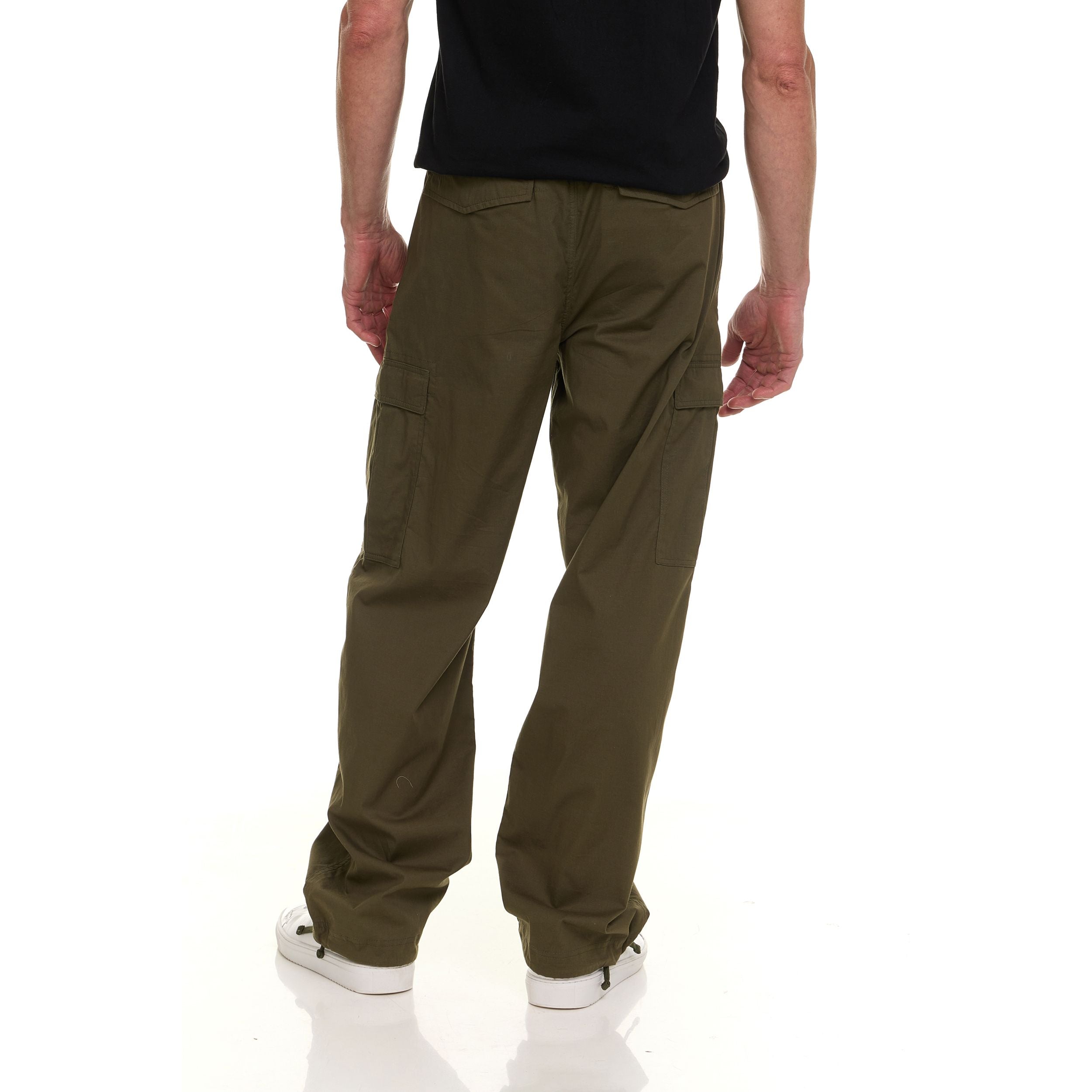 Canada Weather Gear Men’s Wide Leg Cargo Stretch Pants – Lightweight Utility Trousers with Drawstring Hem & Multi-Pockets